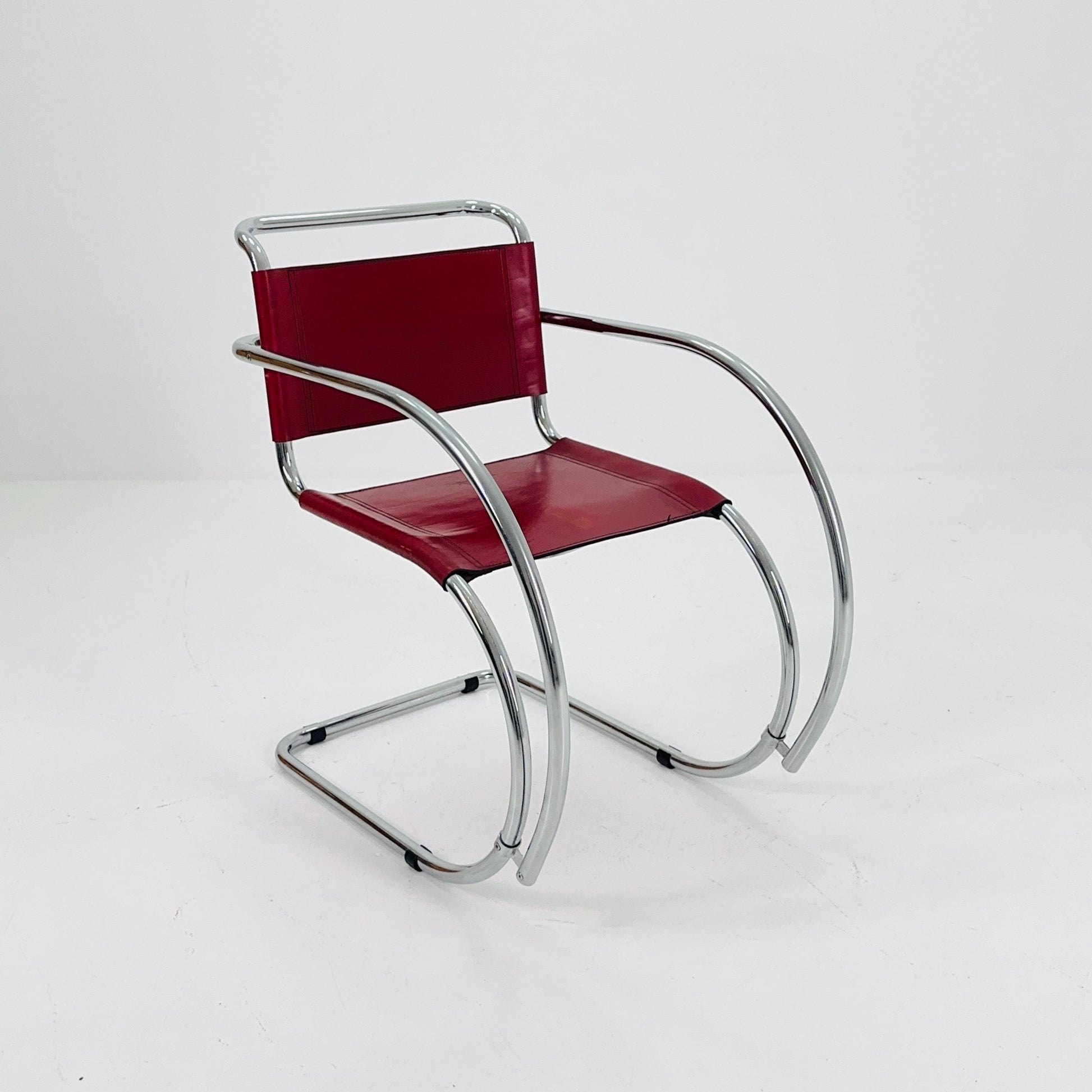 Mid century Cantilever Freischwinger MR20 Armchair by Ludwig Mies van der Rohe for Fasem Italy, 1980s