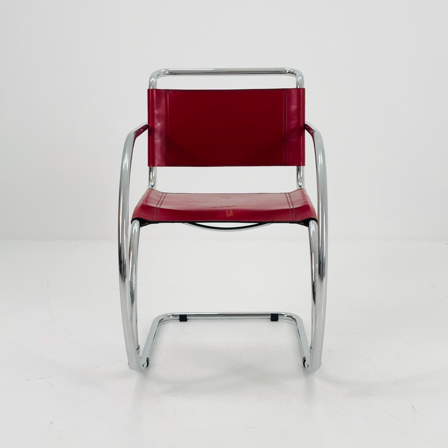 Mid century Cantilever Freischwinger MR20 Armchair by Ludwig Mies van der Rohe for Fasem Italy, 1980s