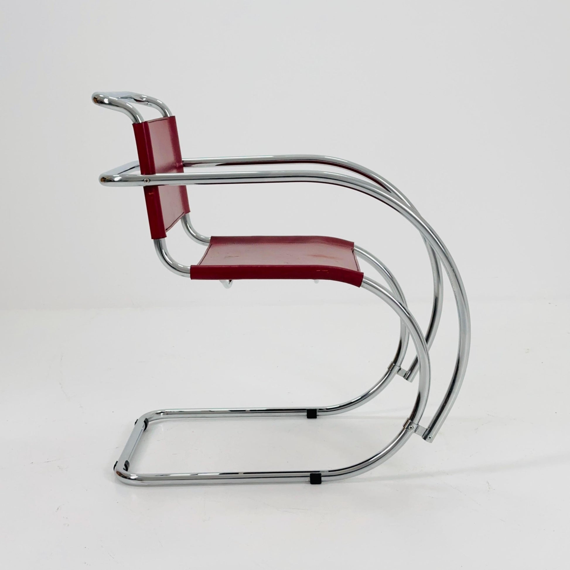 Mid century Cantilever Freischwinger MR20 Armchair by Ludwig Mies van der Rohe for Fasem Italy, 1980s
