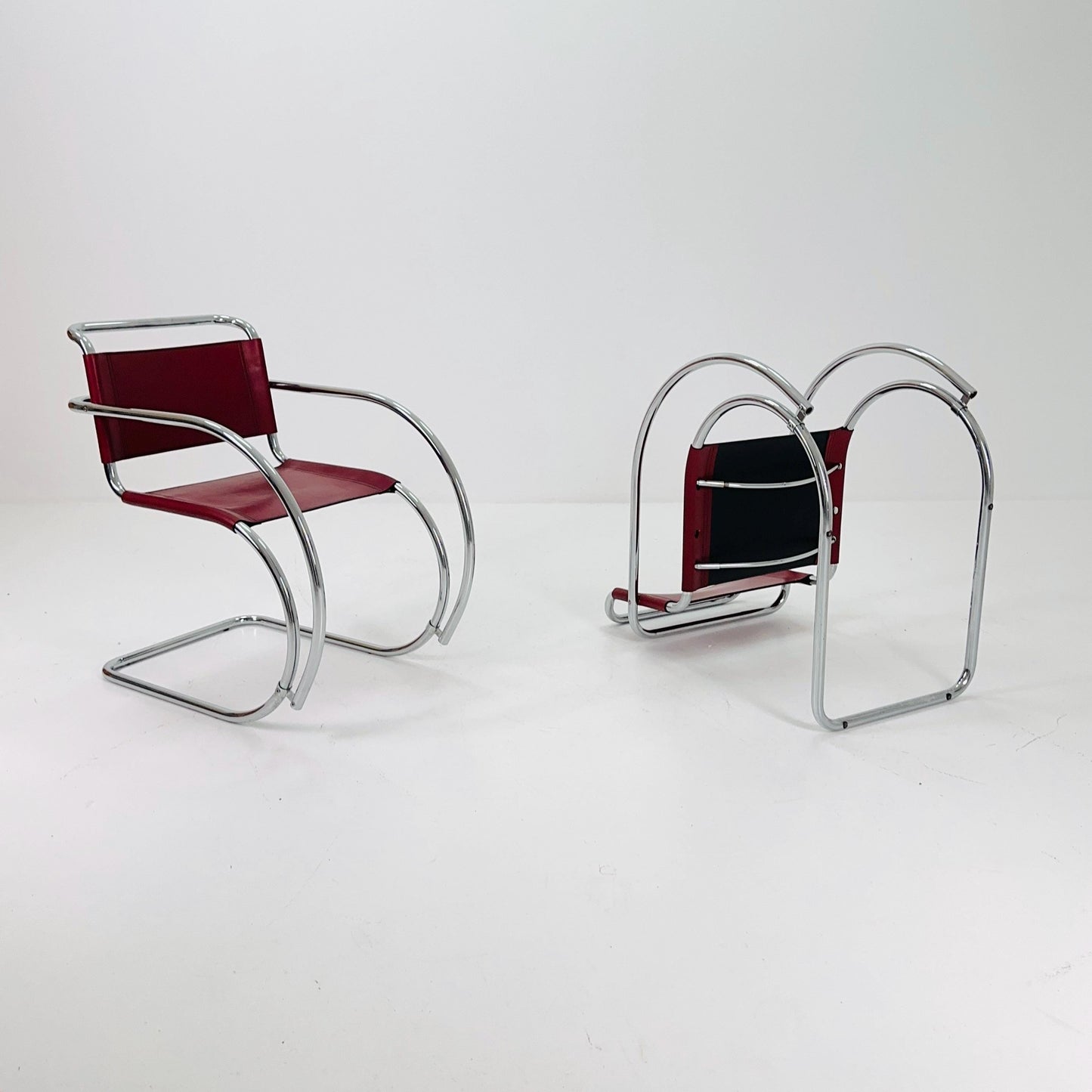 Set of 2 Mid century Cantilever Freischwinger MR20 Armchair by Ludwig Mies van der Rohe for Fasem Italy, 1980s