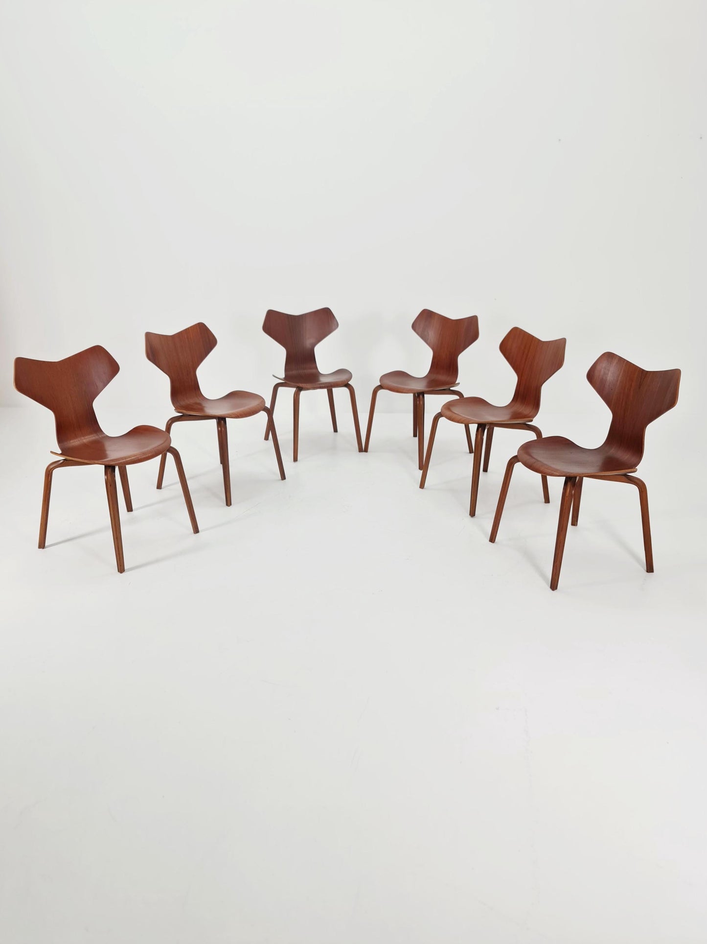 Rare Vintage Teak Dining Chairs by Arne Jacobsen for Fritz Hansen N 4130, 1950s, Set of 6