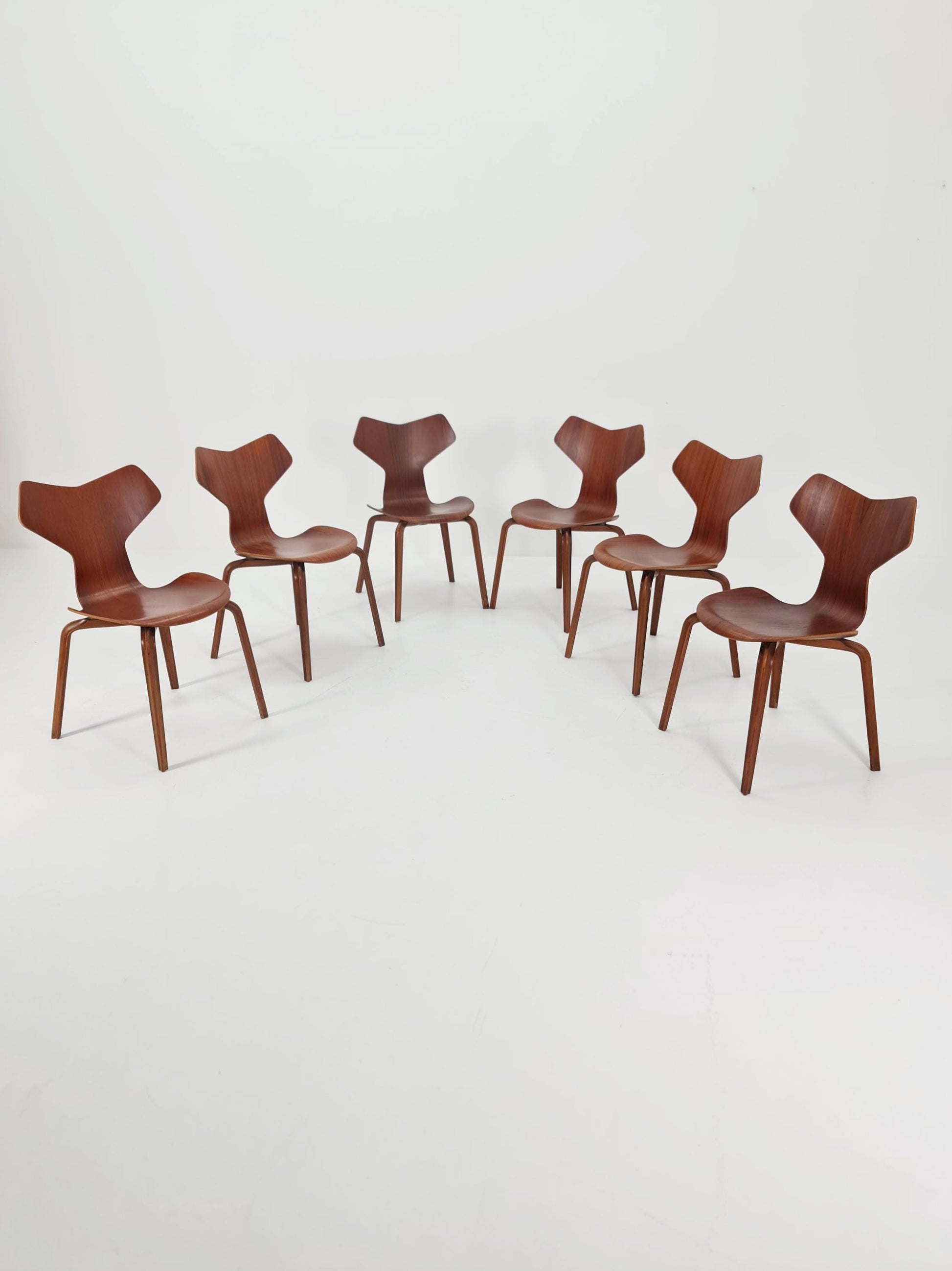 Rare Vintage Teak Dining Chairs by Arne Jacobsen for Fritz Hansen N 4130, 1950s, Set of 6