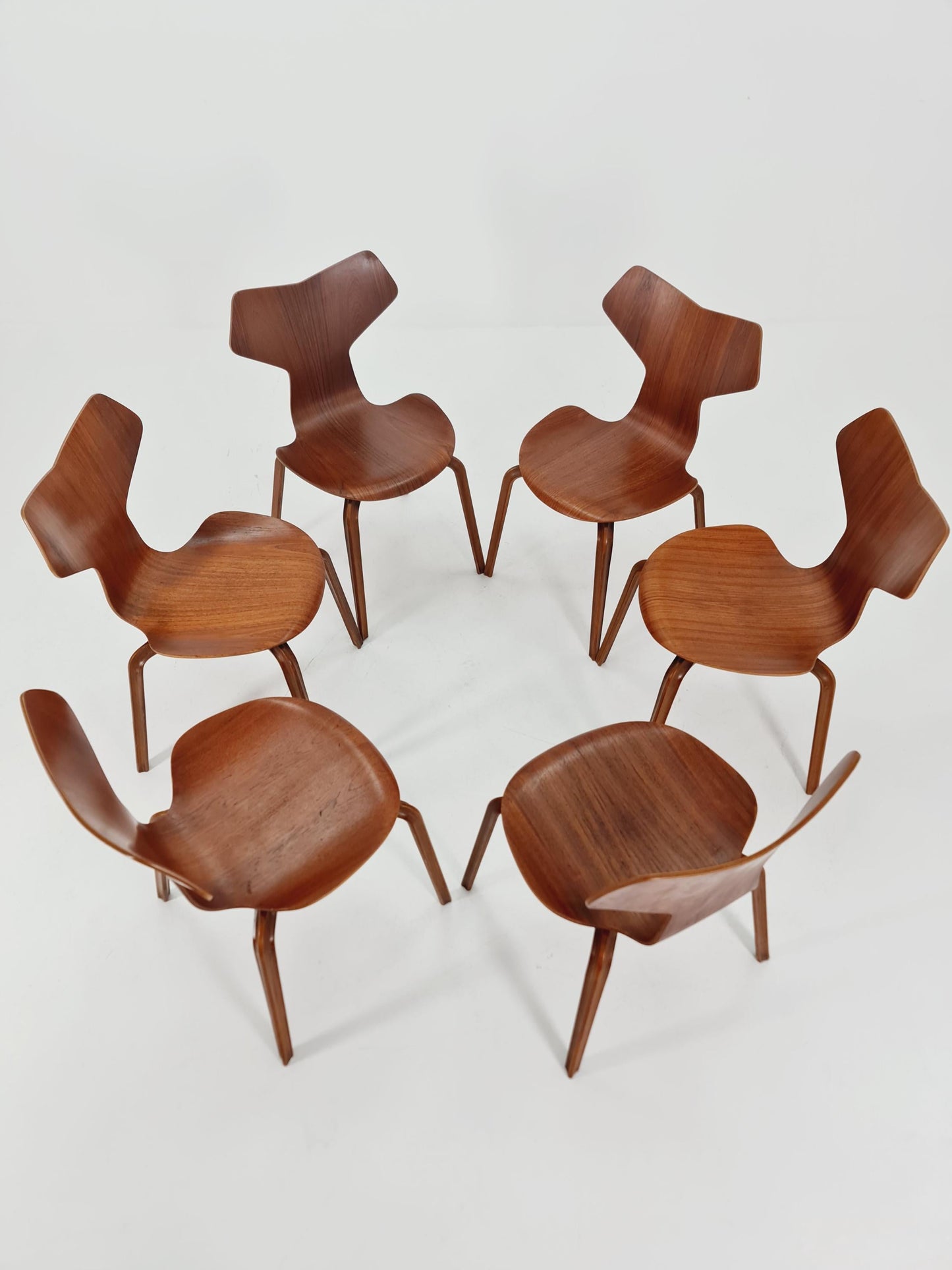 Rare Vintage Teak Dining Chairs by Arne Jacobsen for Fritz Hansen N 4130, 1950s, Set of 6