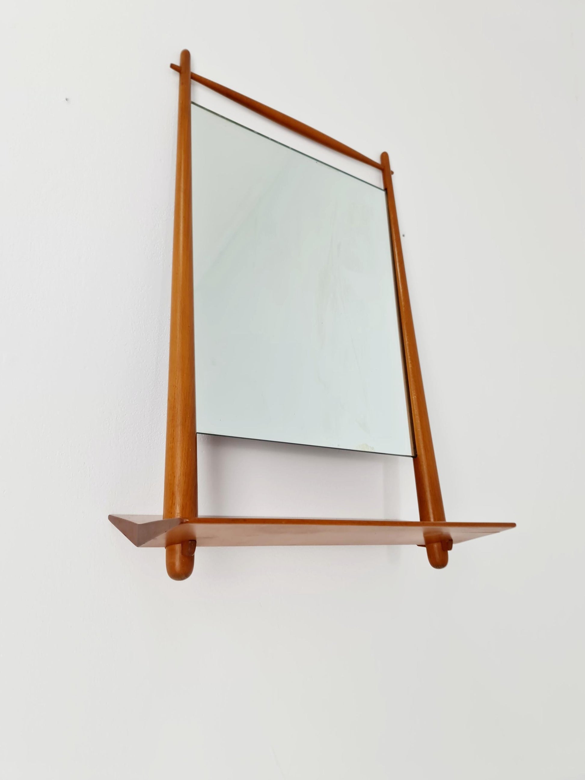 Rare Danish mid-century Modern wall-mounted mirror with shelf , 1960s
