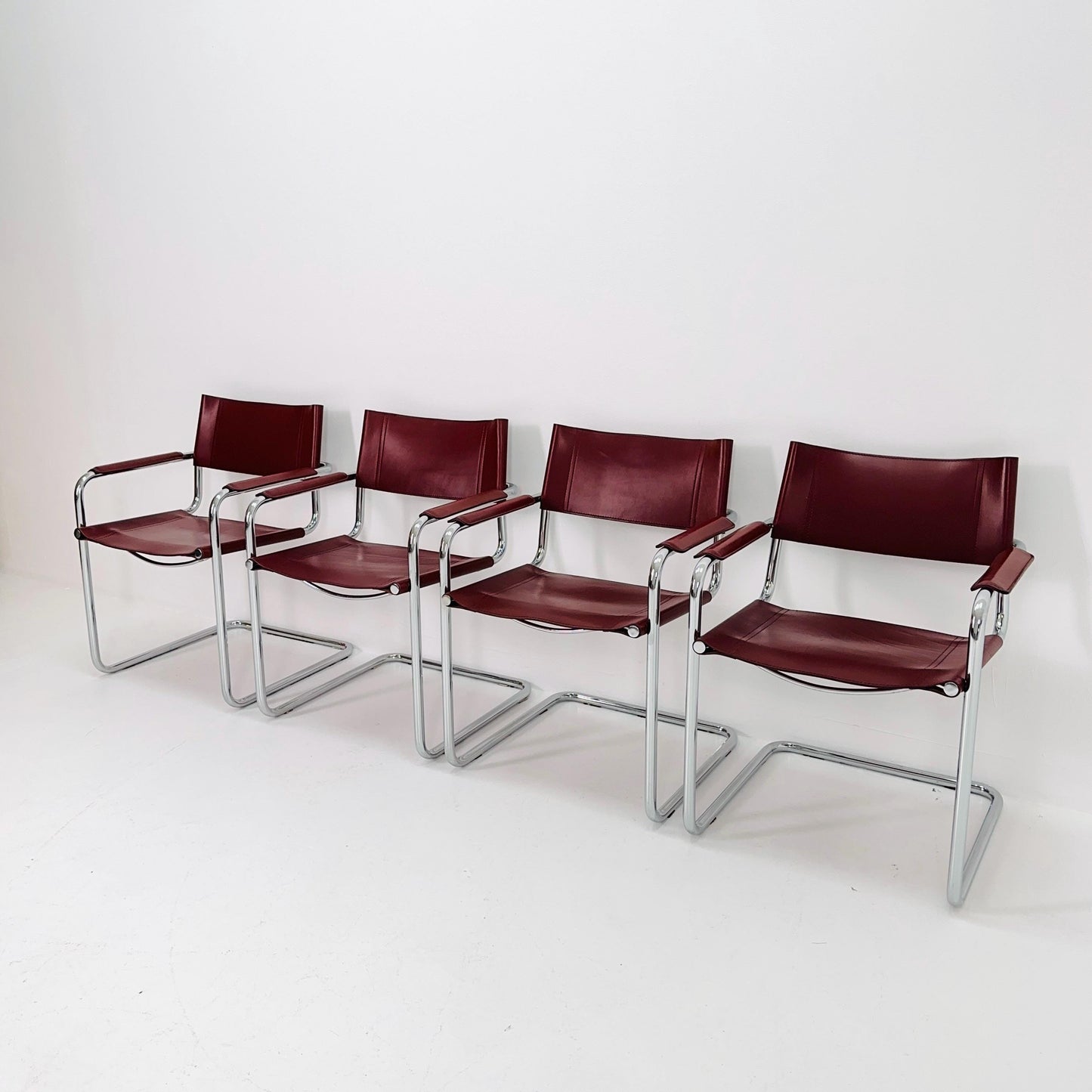 Set of 4 Centro Studio armchairs by Mart Stam & Marcel Breuer, 1970s Fasem Italy
