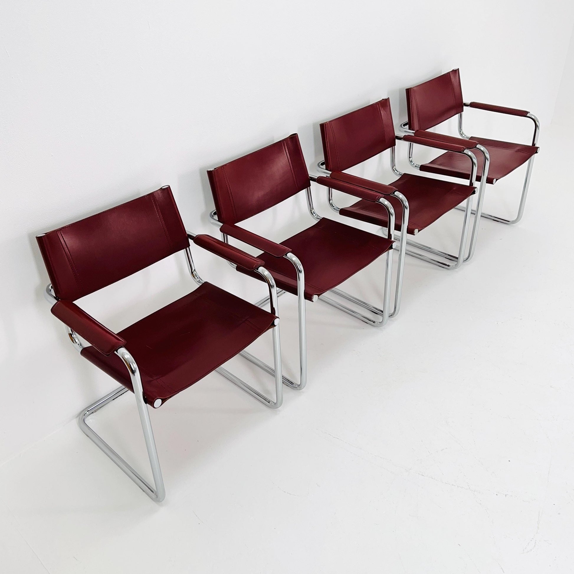 Set of 4 Centro Studio armchairs by Mart Stam & Marcel Breuer, 1970s Fasem Italy