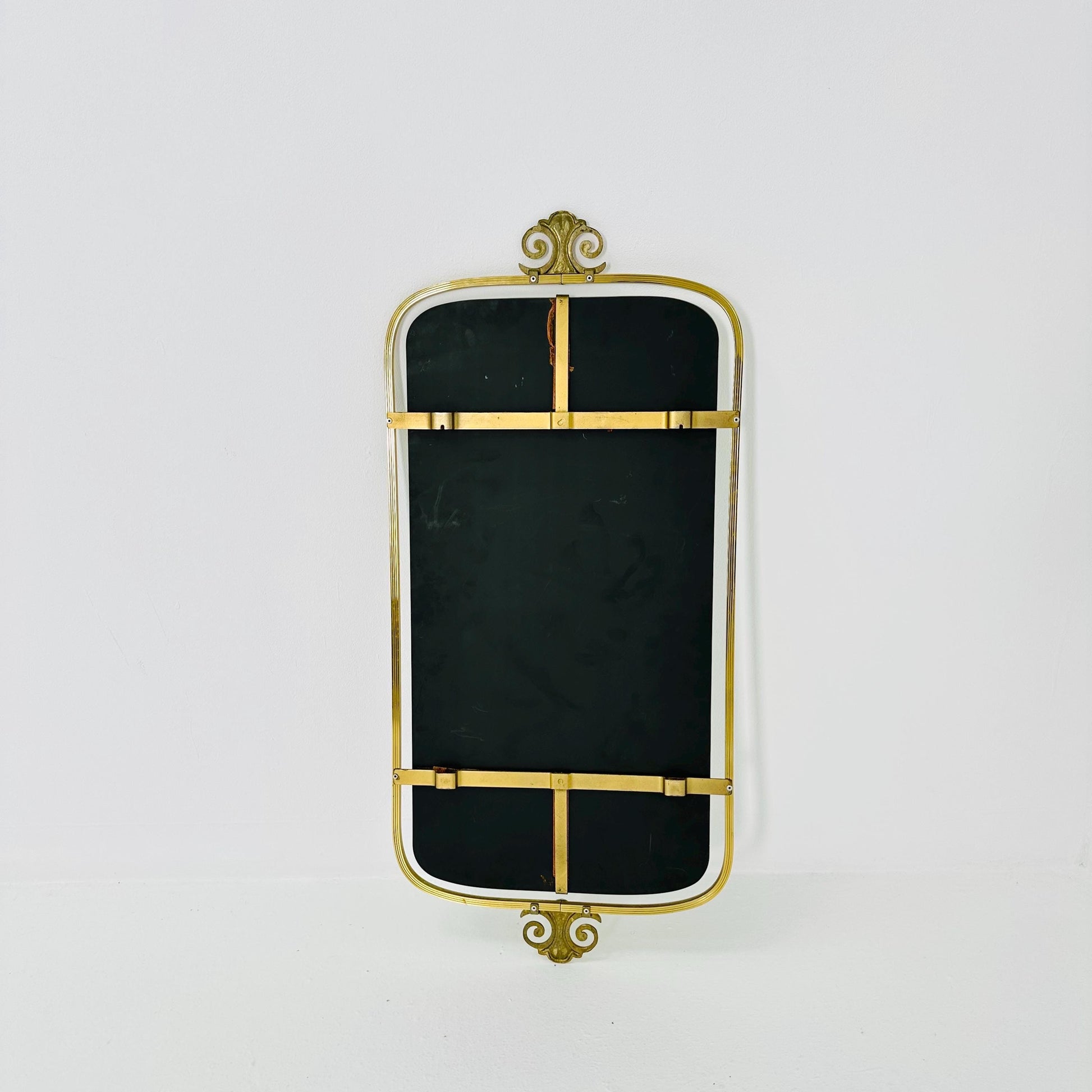 mid-century brass wall mirror with braided hanging strap from West Spiegel, Germany, 1960s