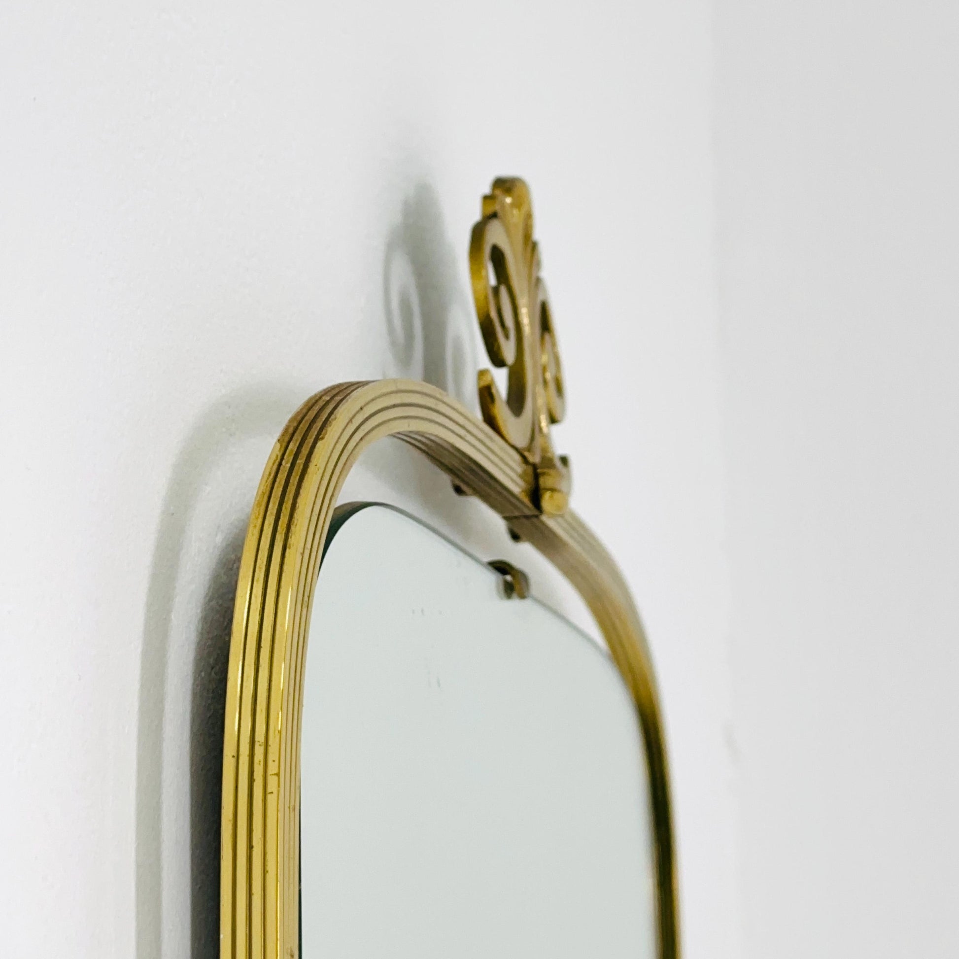 mid-century brass wall mirror with braided hanging strap from West Spiegel, Germany, 1960s