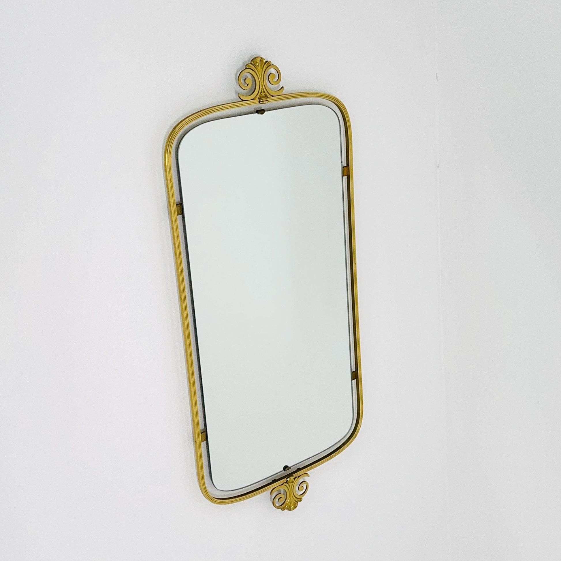 mid-century brass wall mirror with braided hanging strap from West Spiegel, Germany, 1960s