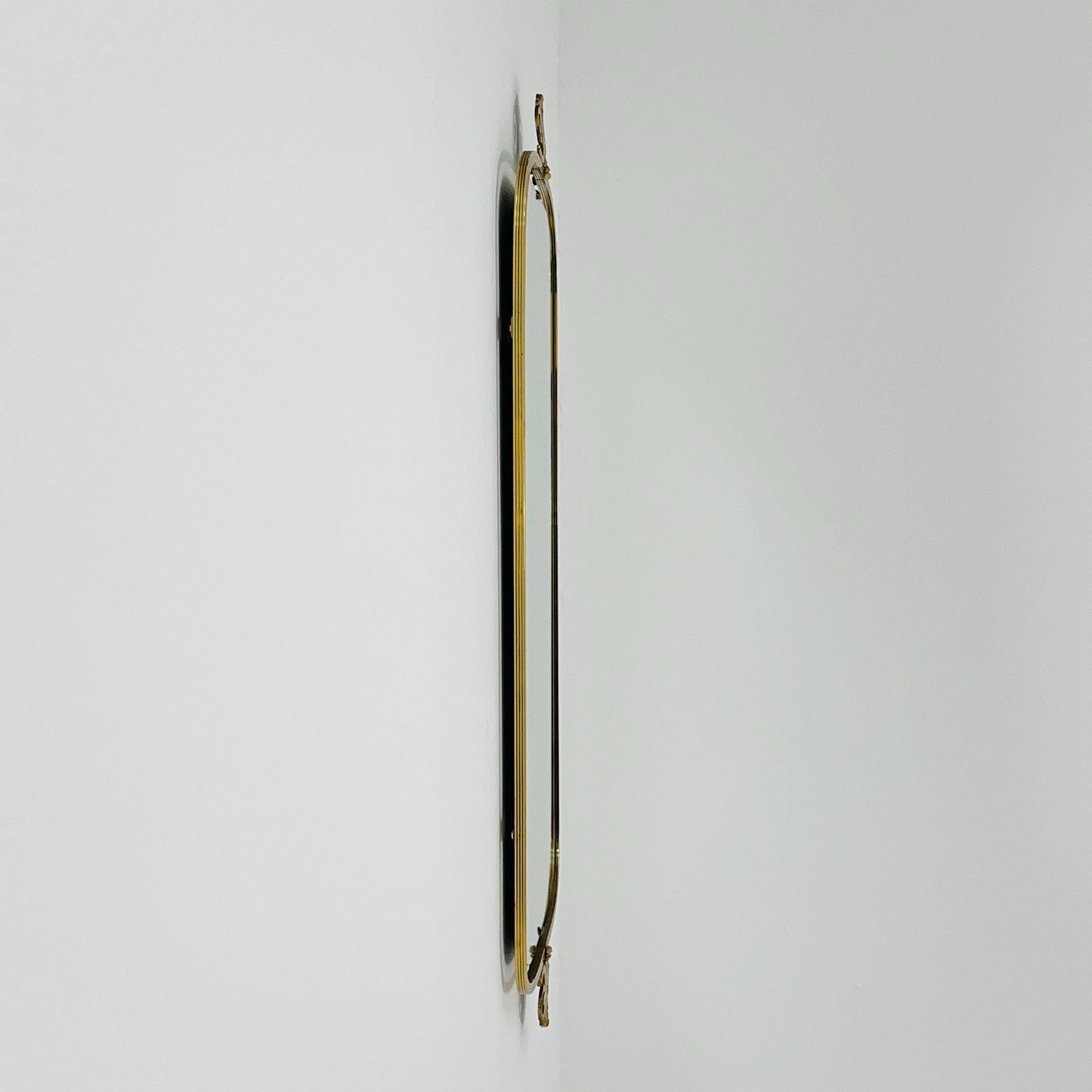 mid-century brass wall mirror with braided hanging strap from West Spiegel, Germany, 1960s