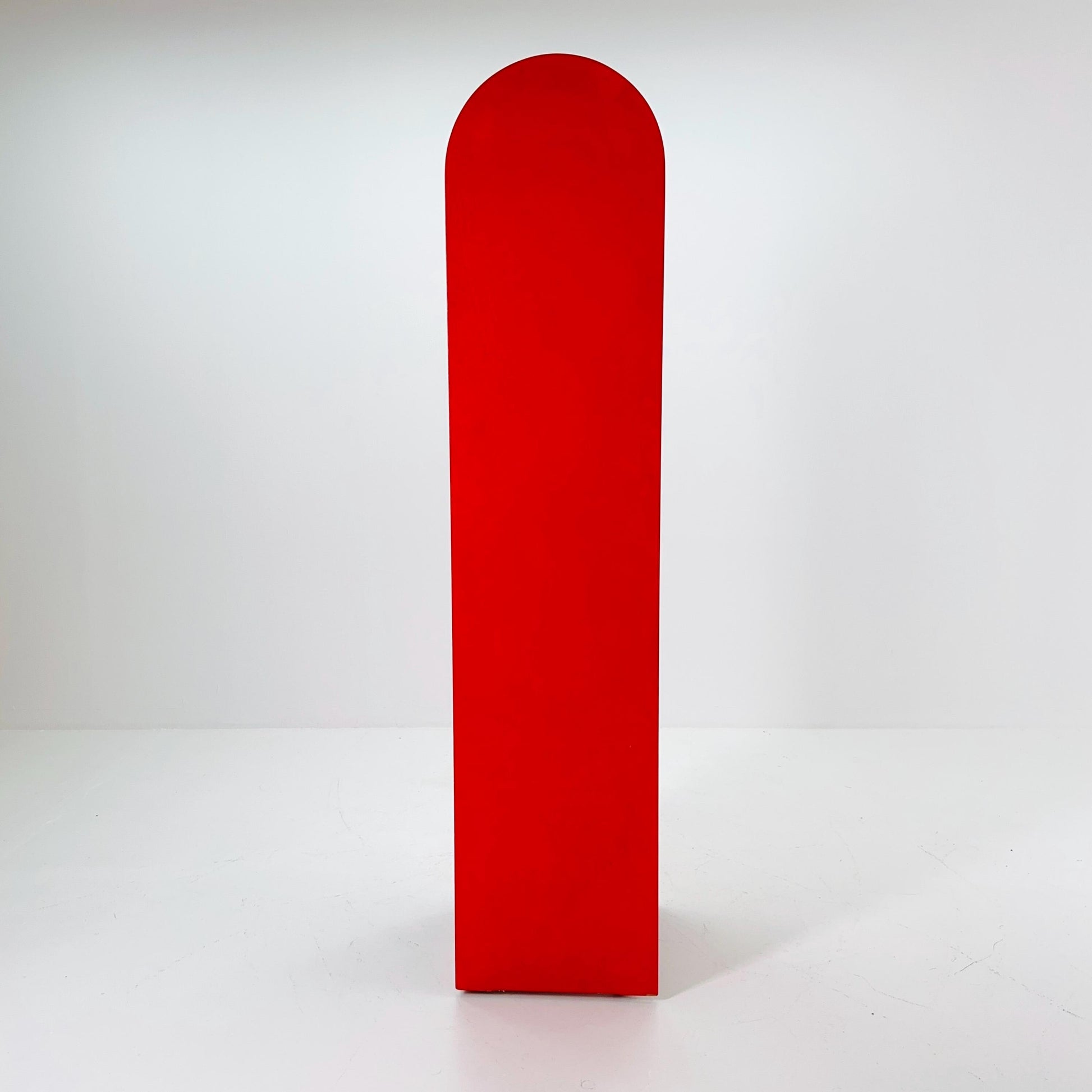 Rare Klaus Vogt Cabinet for Thut Möbel — Swiss Minimalist Space Age Design — Red Plywood Storage Cabinet with Scobalit Roller Door 1970s
