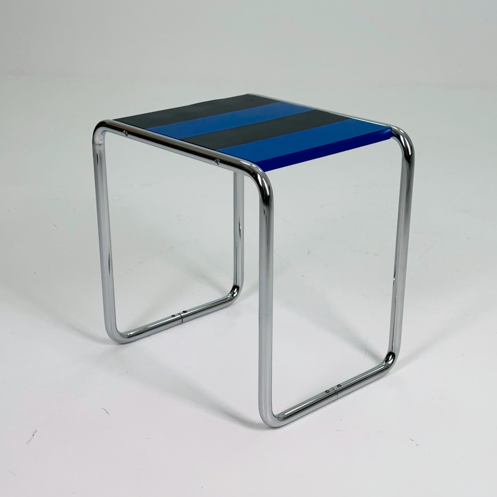 Mid century Marcel Breuer Laccio Side Coffee Table — Black & Blue Edition — Bauhaus Design by Arnol for L-C Stendal, Germany — 1970s