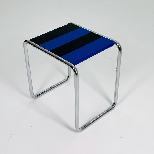 Mid century Marcel Breuer Laccio Side Coffee Table — Black & Blue Edition — Bauhaus Design by Arnol for L-C Stendal, Germany — 1970s