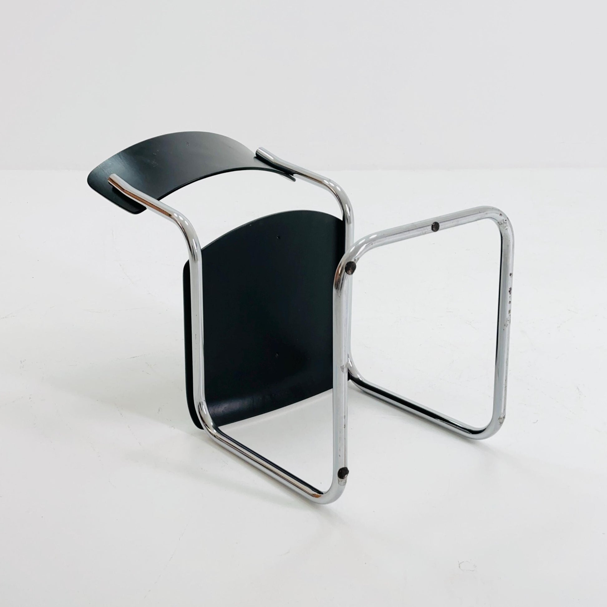 Mid century S43 Mart stam cantilever chair black beech steel tube chrome-plated by Thonet -1980s Germany