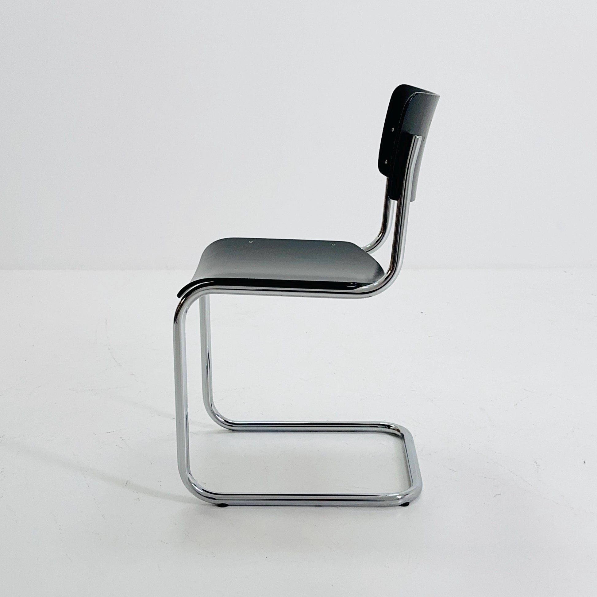 Mid century S43 Mart stam cantilever chair black beech steel tube chrome-plated by Thonet -1980s Germany