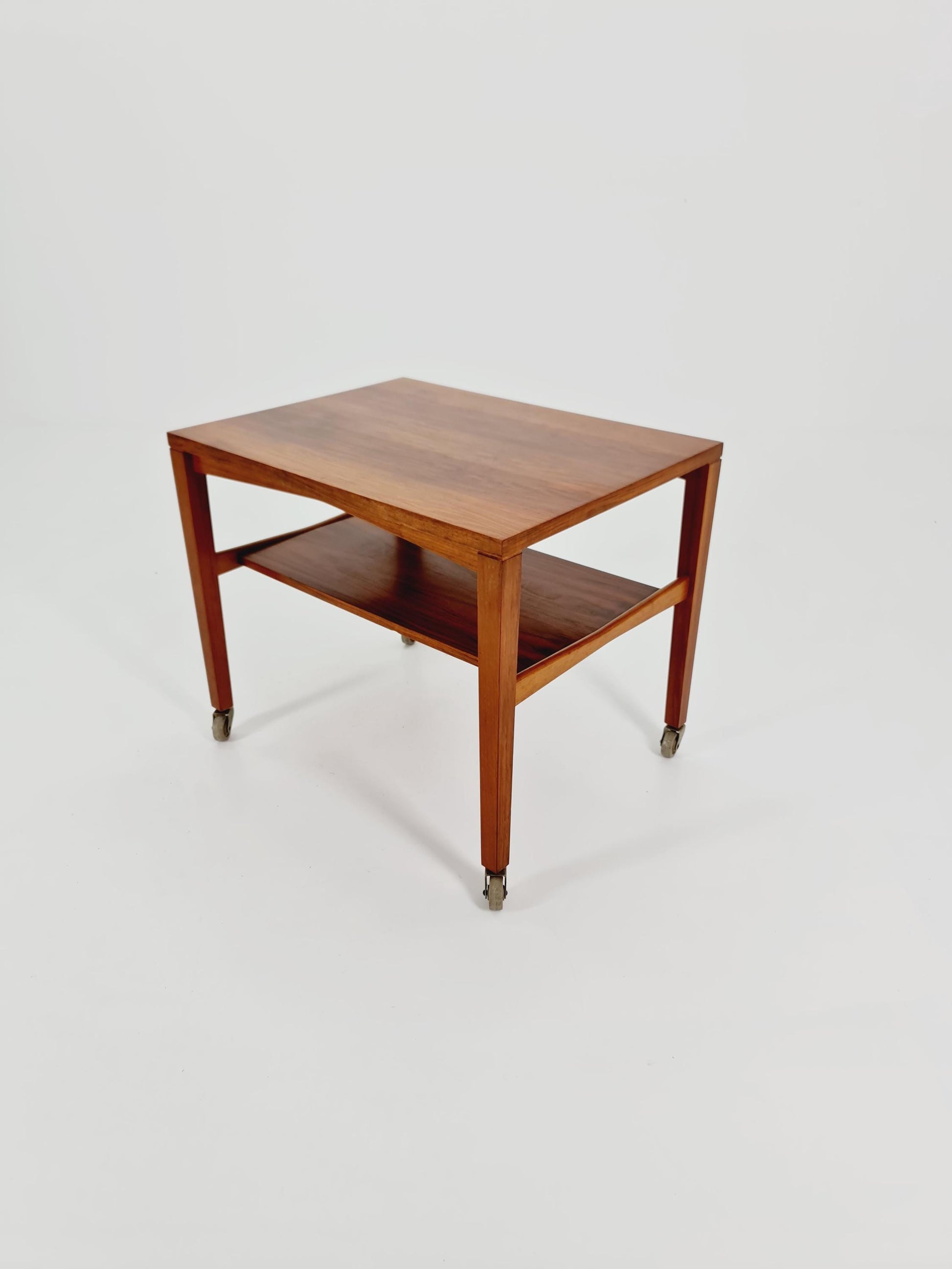 Vintage German mid century trolley bar cart in Walnut By Wilhelm Renz , 1960s