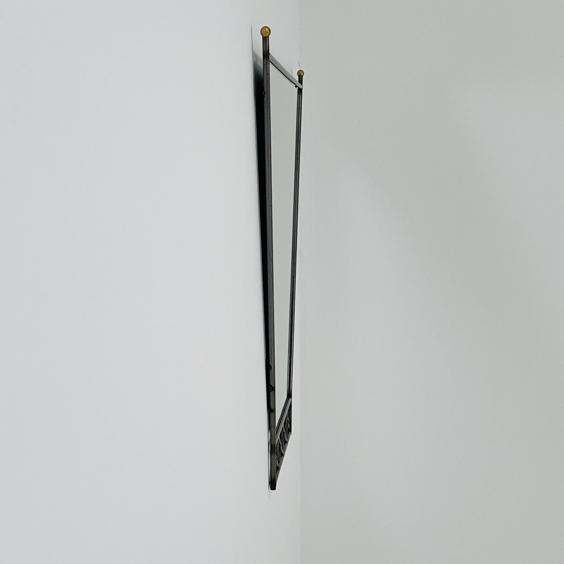 Mid century Italian Metal & Lucite Wall Mirror — Mid Century Vintage Iron Frame — Geometric Design 1980s