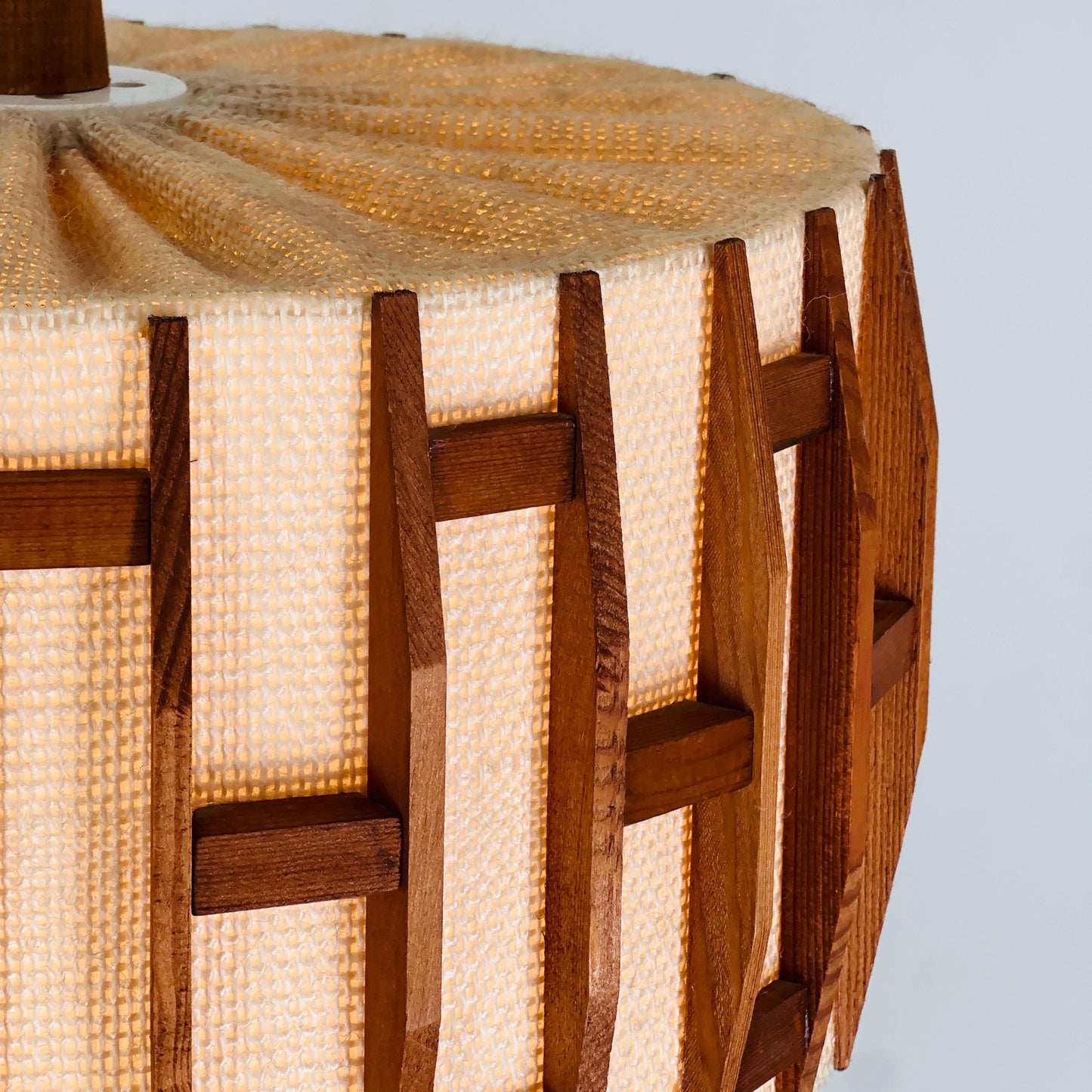 Mid century -century pendant lamp made of teak wood and jute , 1960s, Denmark