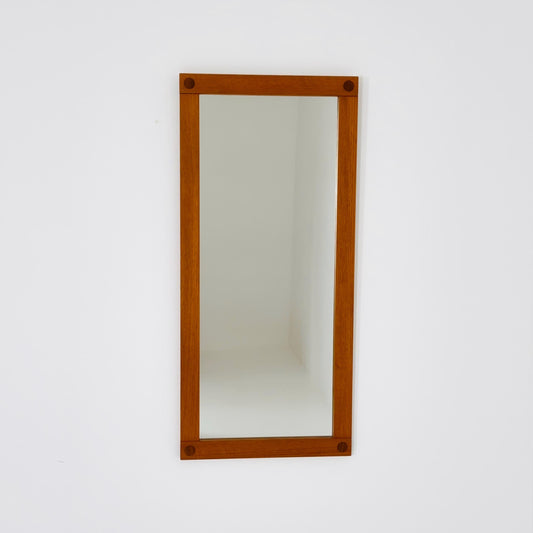 Big Teak Swedish mid-century Modern wall-mounted mirror , 1960s