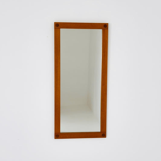 Big Teak Swedish mid-century Modern wall-mounted mirror , 1960s