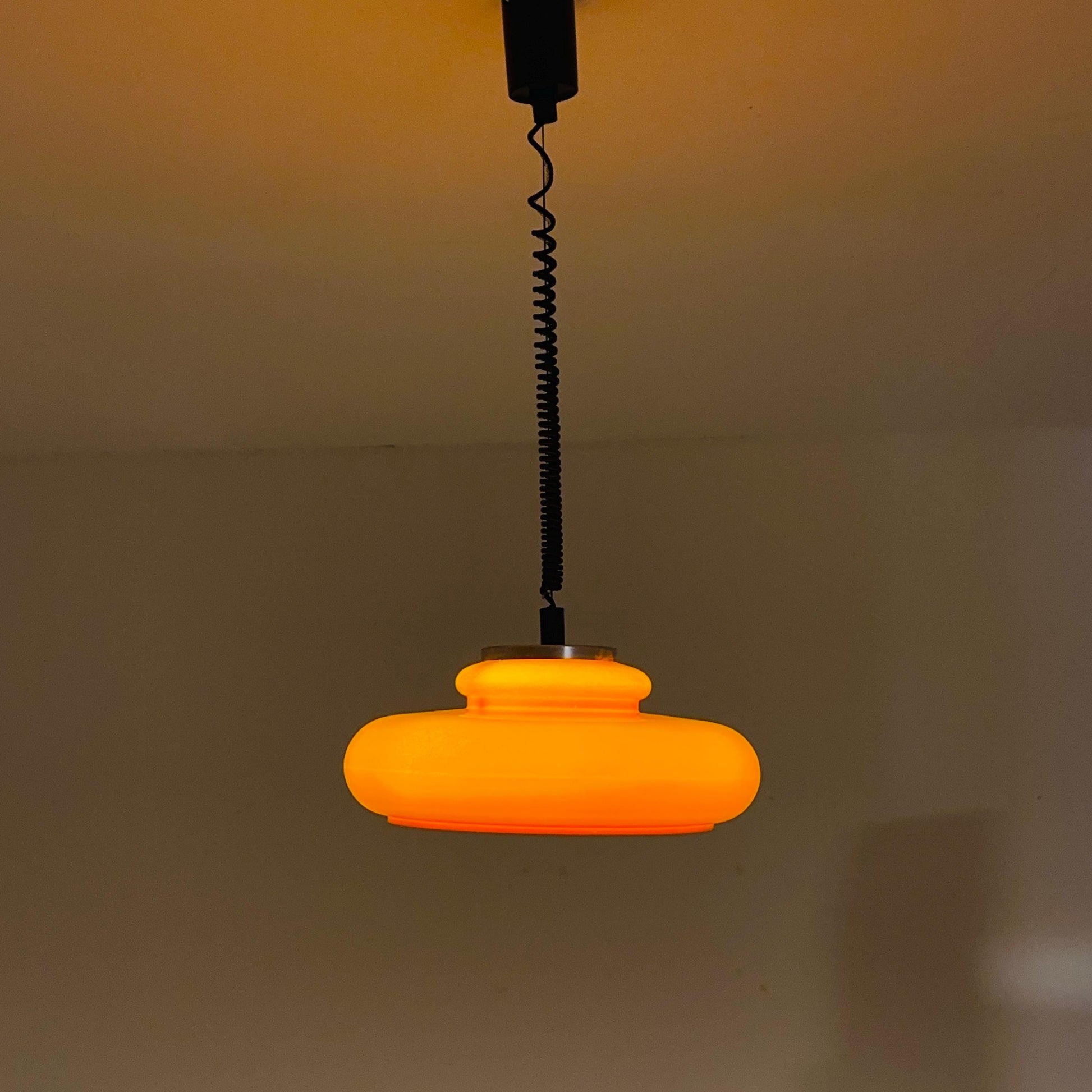 Mid-Century Space Age Adjustable orange Pendant Lamp | Germany 1970s
