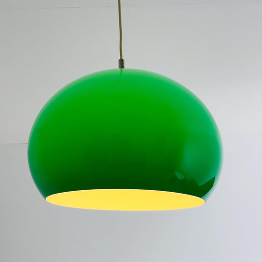 Mid century Pendant Green Harvey space age lamp by Guzzini for meblo , 1970s Italy