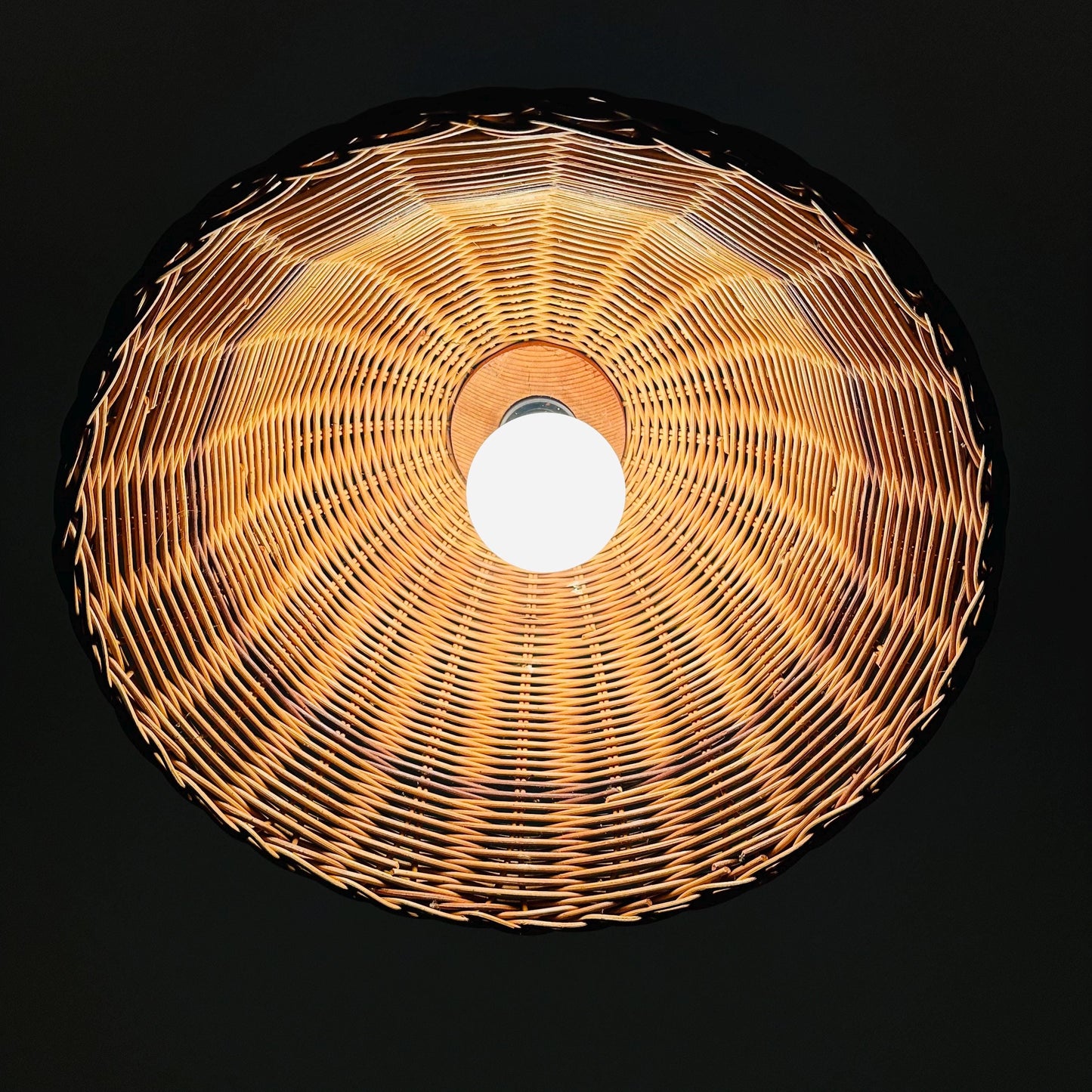 Bambus Rattan wooden Mid-Century chandelier 1960s