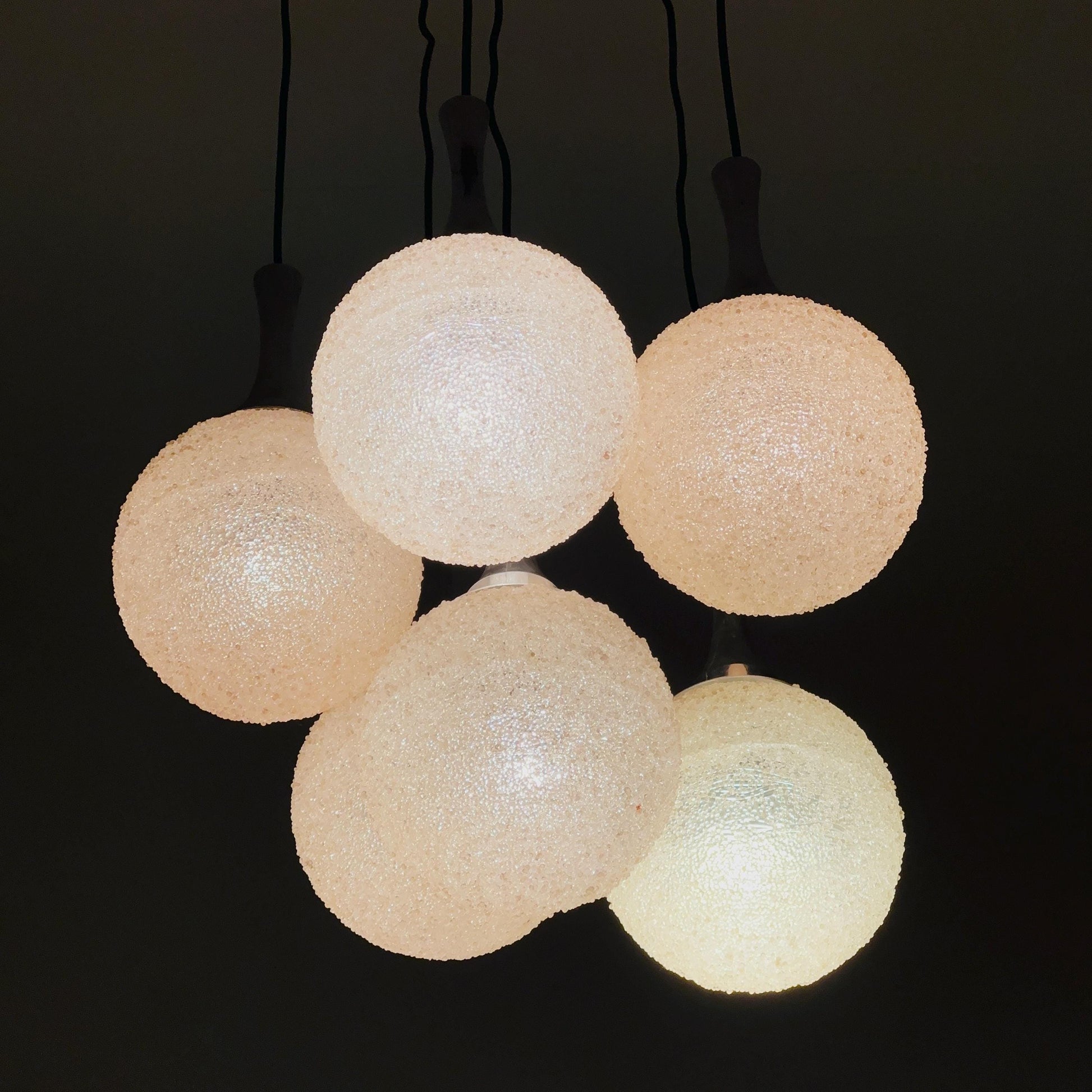 Mid-Century Pendant Lamp with 6 Plexiglass Globe Shades, Germany, 1970s