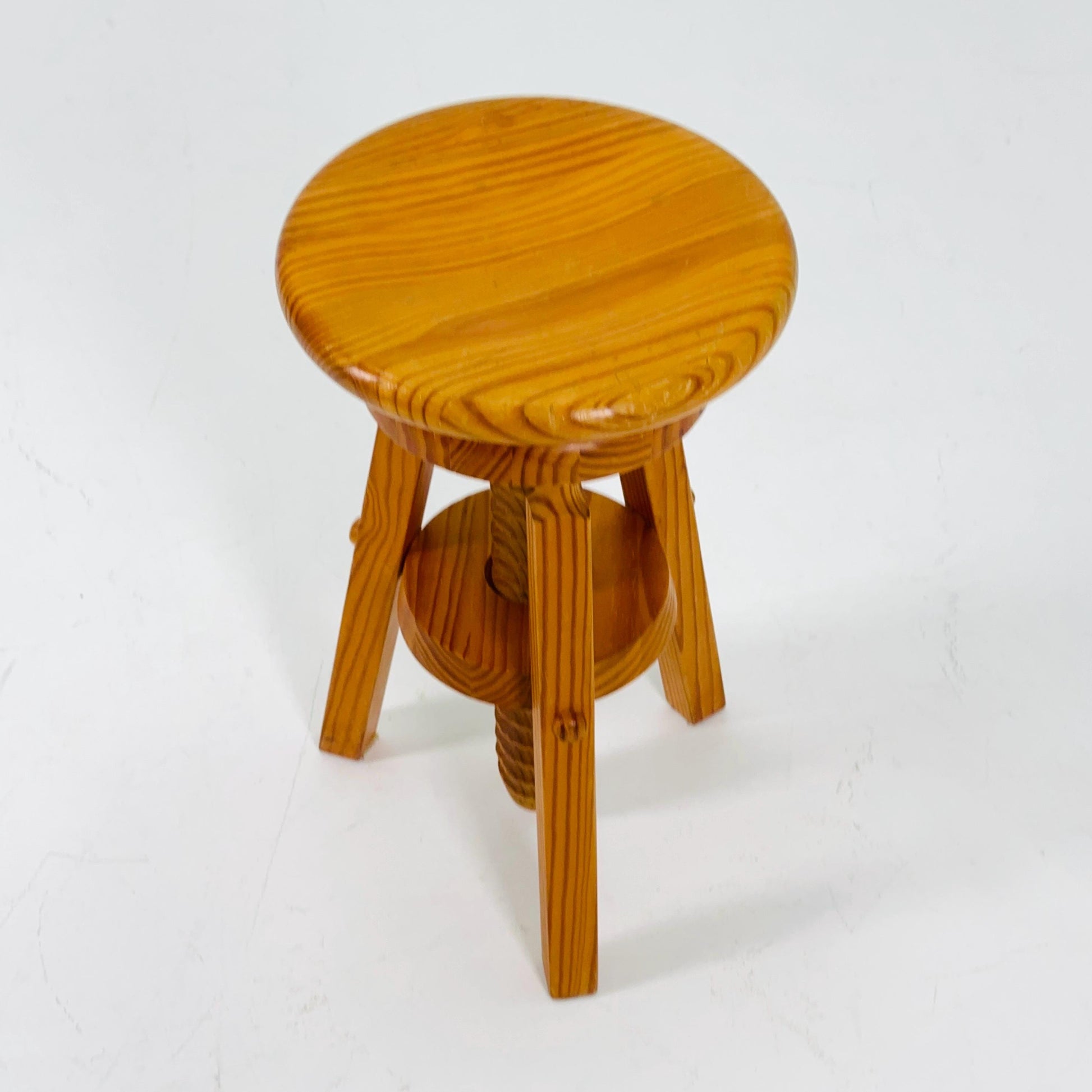 Mid century Solid wood adjustable screw craftsman stool Germany 1960s