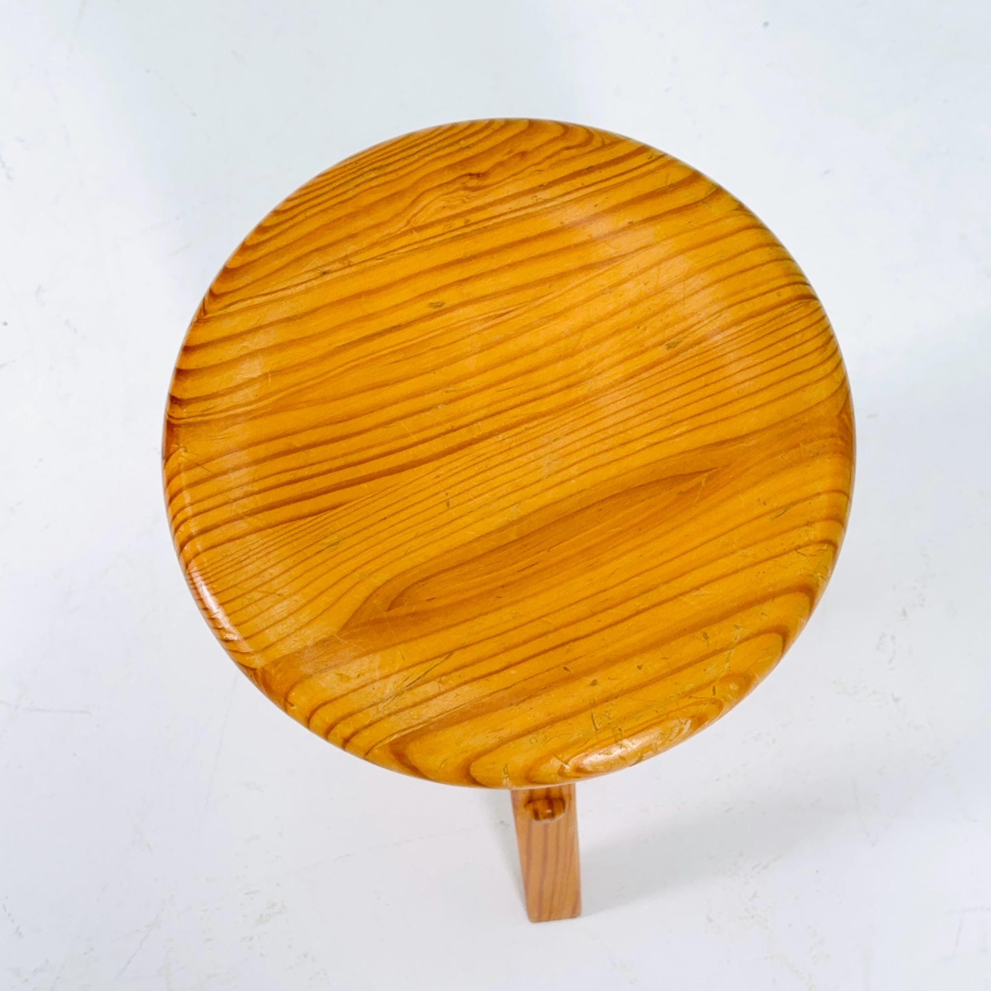 Mid century Solid wood adjustable screw craftsman stool Germany 1960s