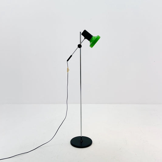 Mid century Hustadt Leuchten Floor Lamp – Adjustable Chrome & green Metal Head , 1980s Germany