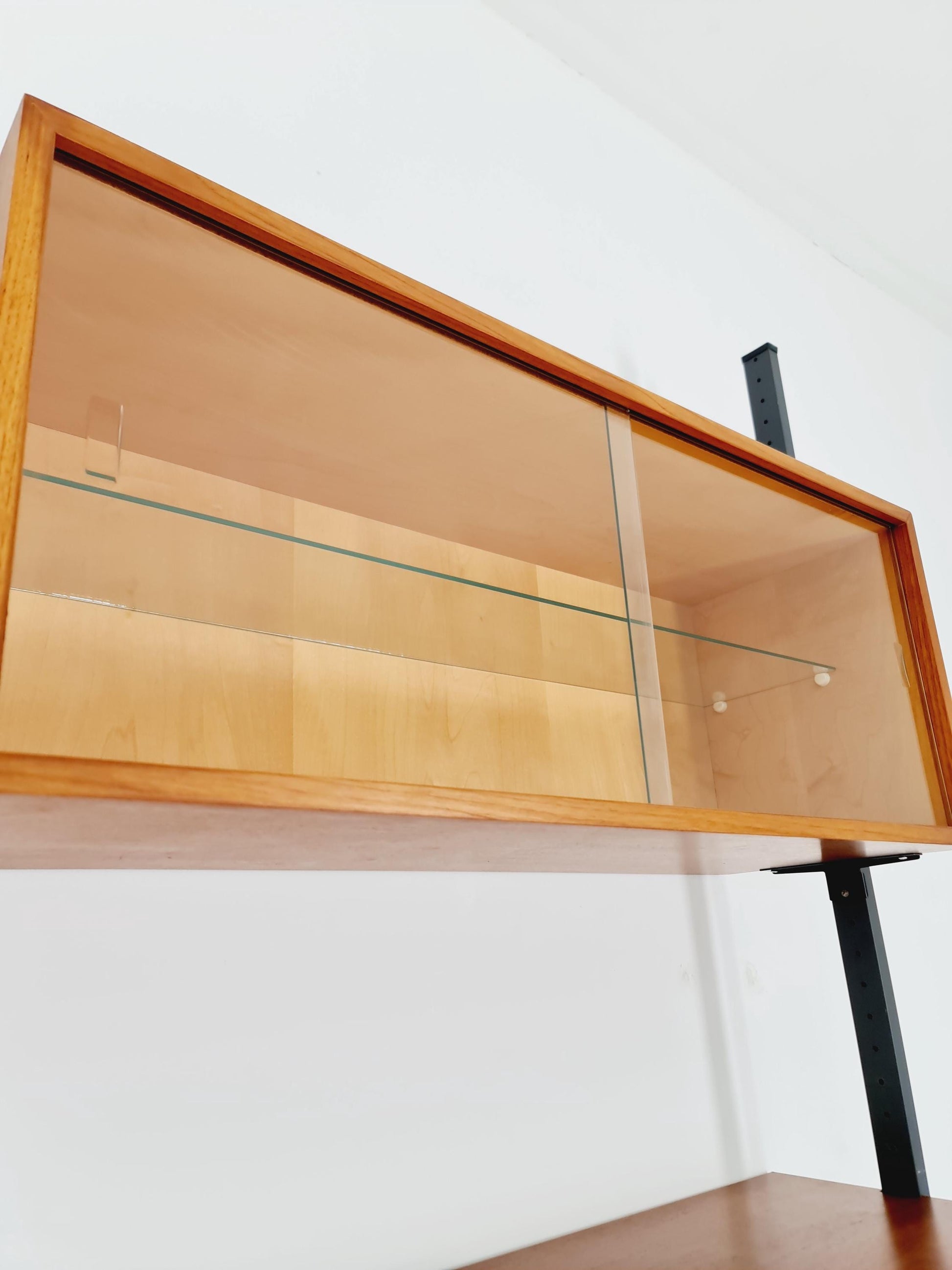 Mid century String shelf system teak & metal by Olof Pira Sweden, 1950s