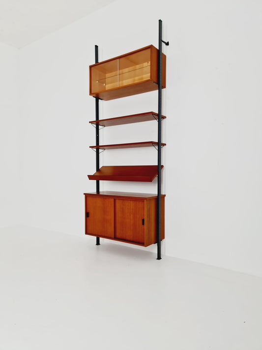 Mid century String shelf system teak & metal by Olof Pira Sweden, 1950s