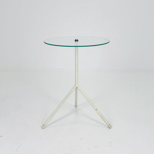 Mid-Century round Tripod Glass Side Table – 1980s Germany