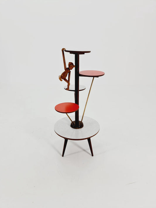Big 1950s German Plant Stand, Colorful Vintage Mid-Century Minimalist Indoor Plant Stand Side Table Retro flower table By Opal