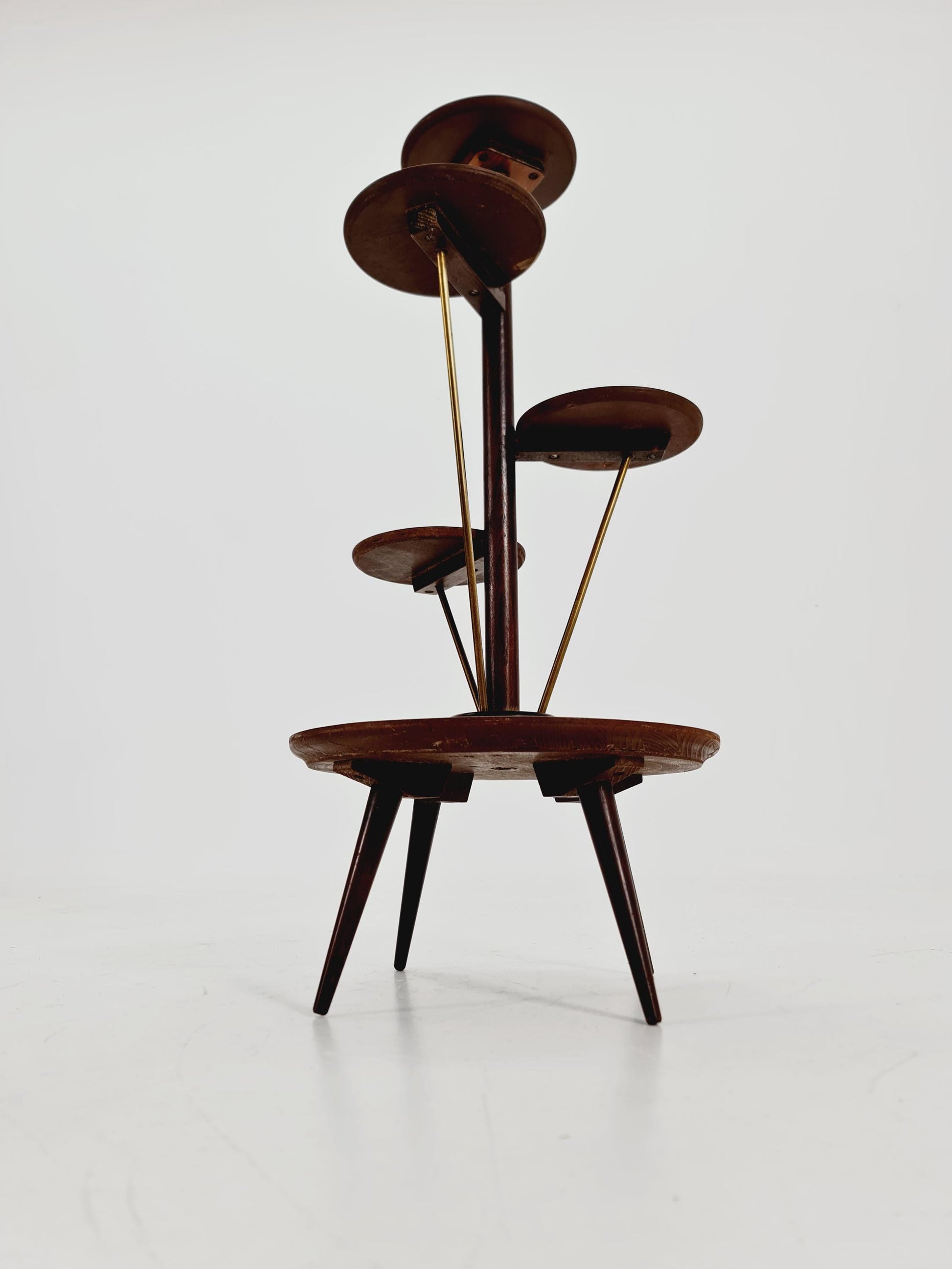 Big 1950s German Plant Stand, Colorful Vintage Mid-Century Minimalist Indoor Plant Stand Side Table Retro flower table By Opal