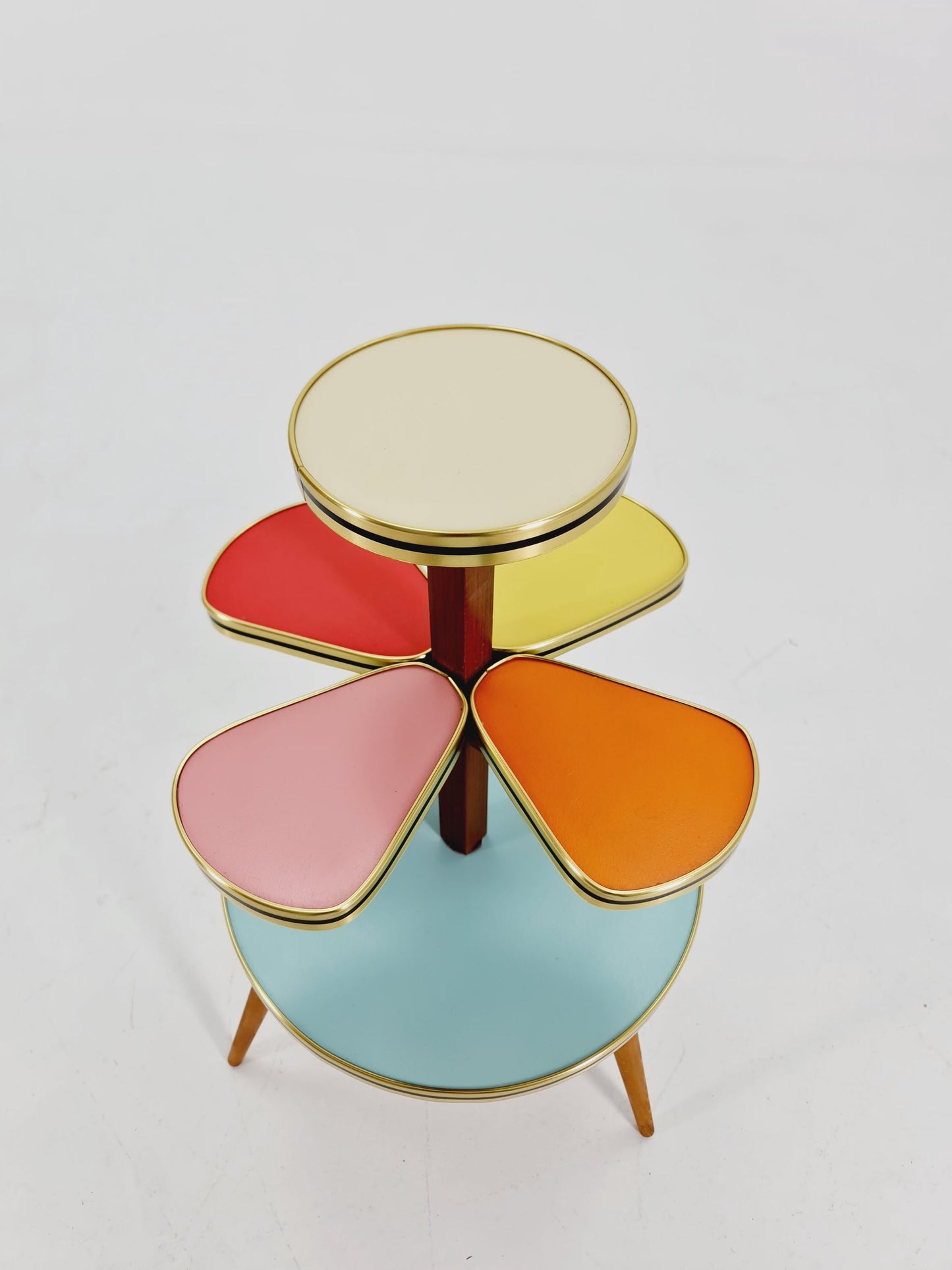 1950s German Plant Stand, Colorful Vintage Mid-Century Minimalist Indoor Plant Stand Side Table Retro flower table