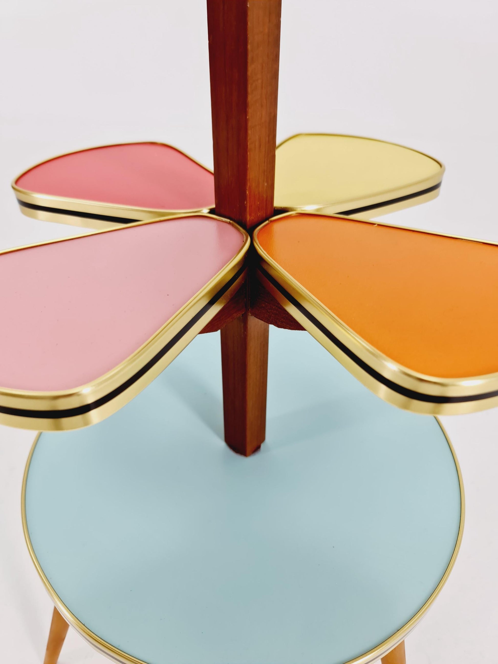 1950s German Plant Stand, Colorful Vintage Mid-Century Minimalist Indoor Plant Stand Side Table Retro flower table