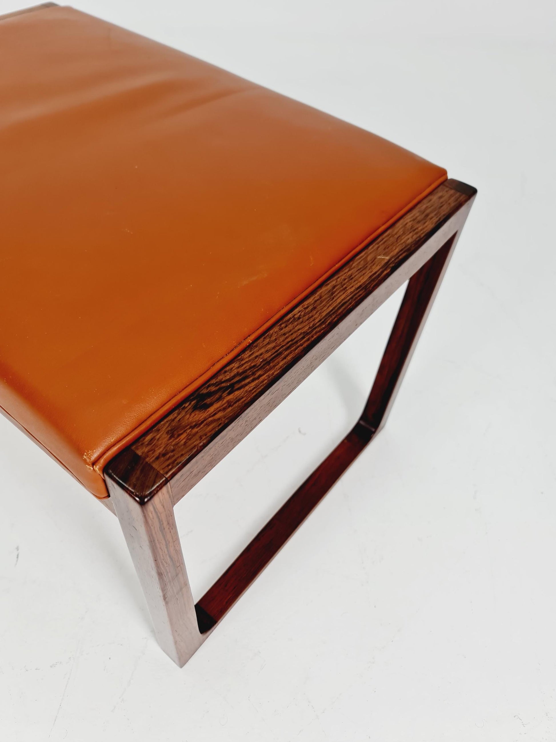 Vintage Danish Rose wood dining stool ottoman , 1960s