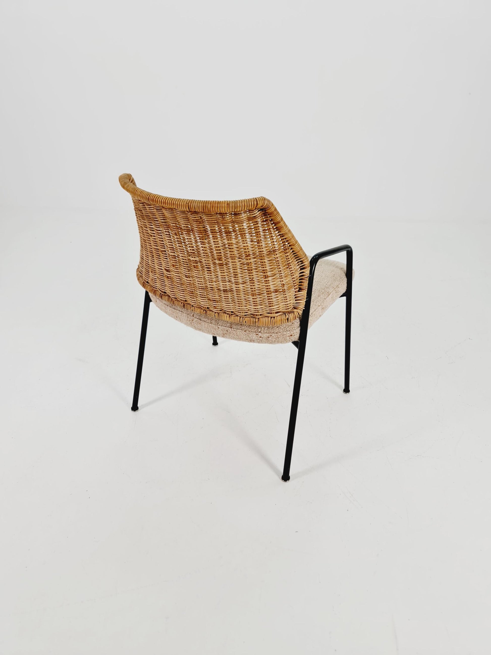 Mid-Century Rattan Basket ArmChair 1970s,