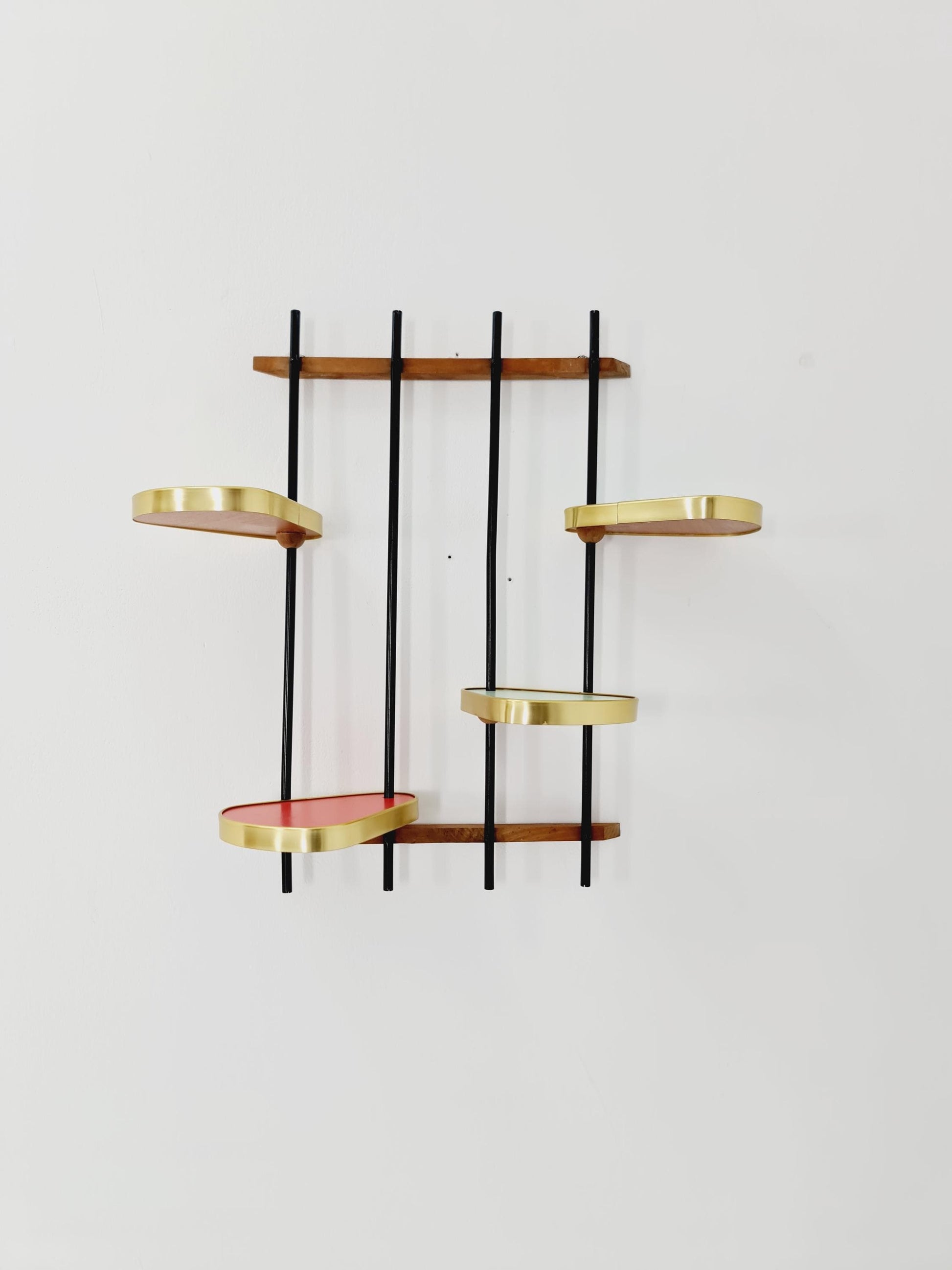1950s German Plant shelf , Colorful Vintage Mid-Century Minimalist Indoor Plant shelf