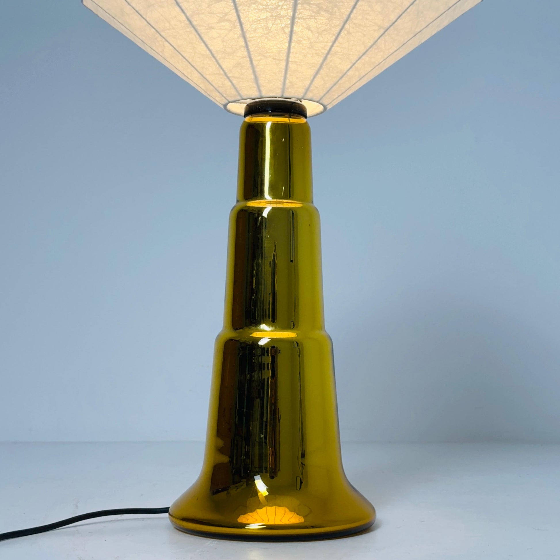 Mid century Cocoon Table Lamp | Glass Base Style of Castiglioni Brothers, Italy 1980s