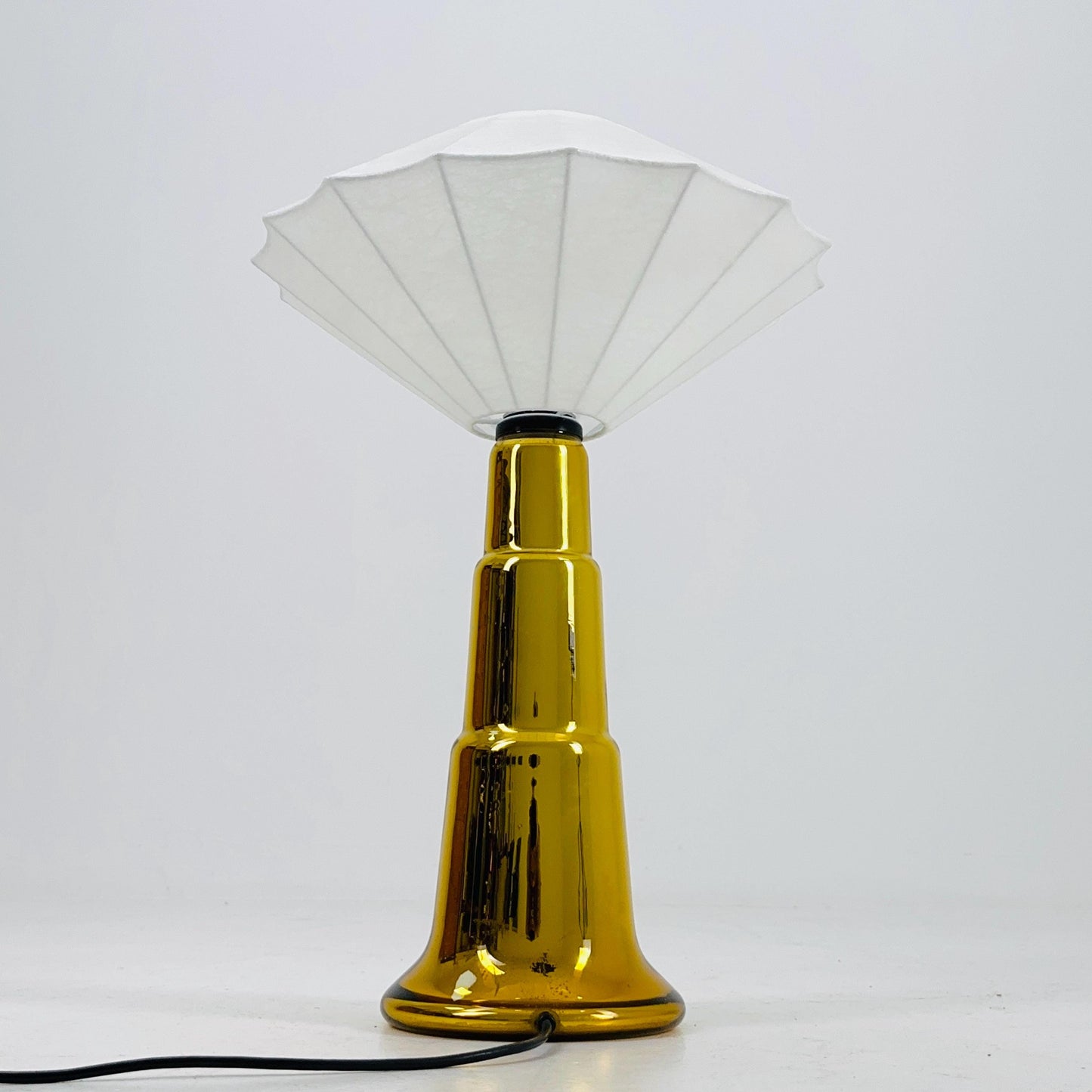 Mid century Cocoon Table Lamp | Glass Base Style of Castiglioni Brothers, Italy 1980s