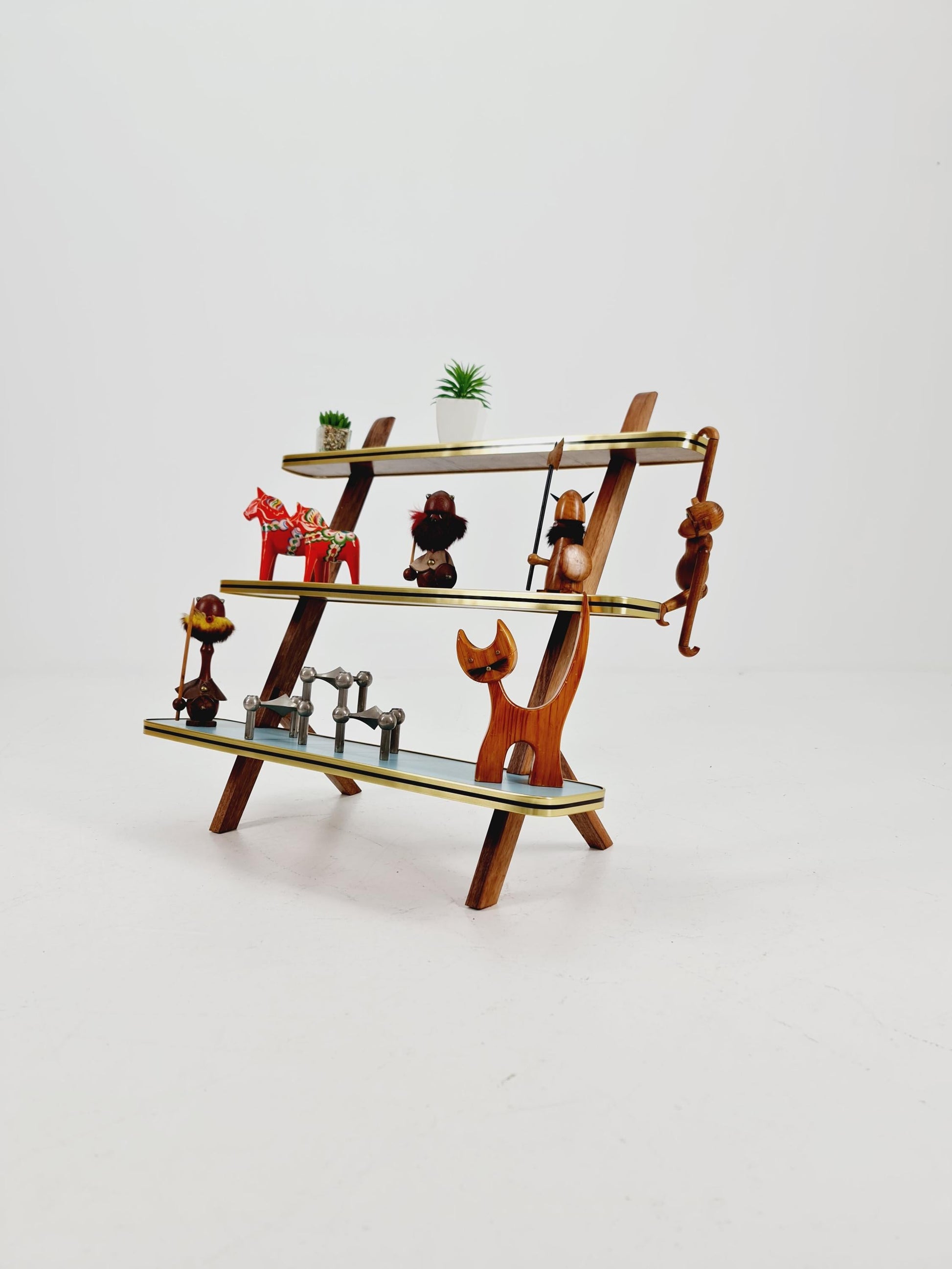 Big 1950s German Plant Stand, Colorful Vintage Mid-Century Minimalist Indoor Plant Stand Side Table Retro flower table