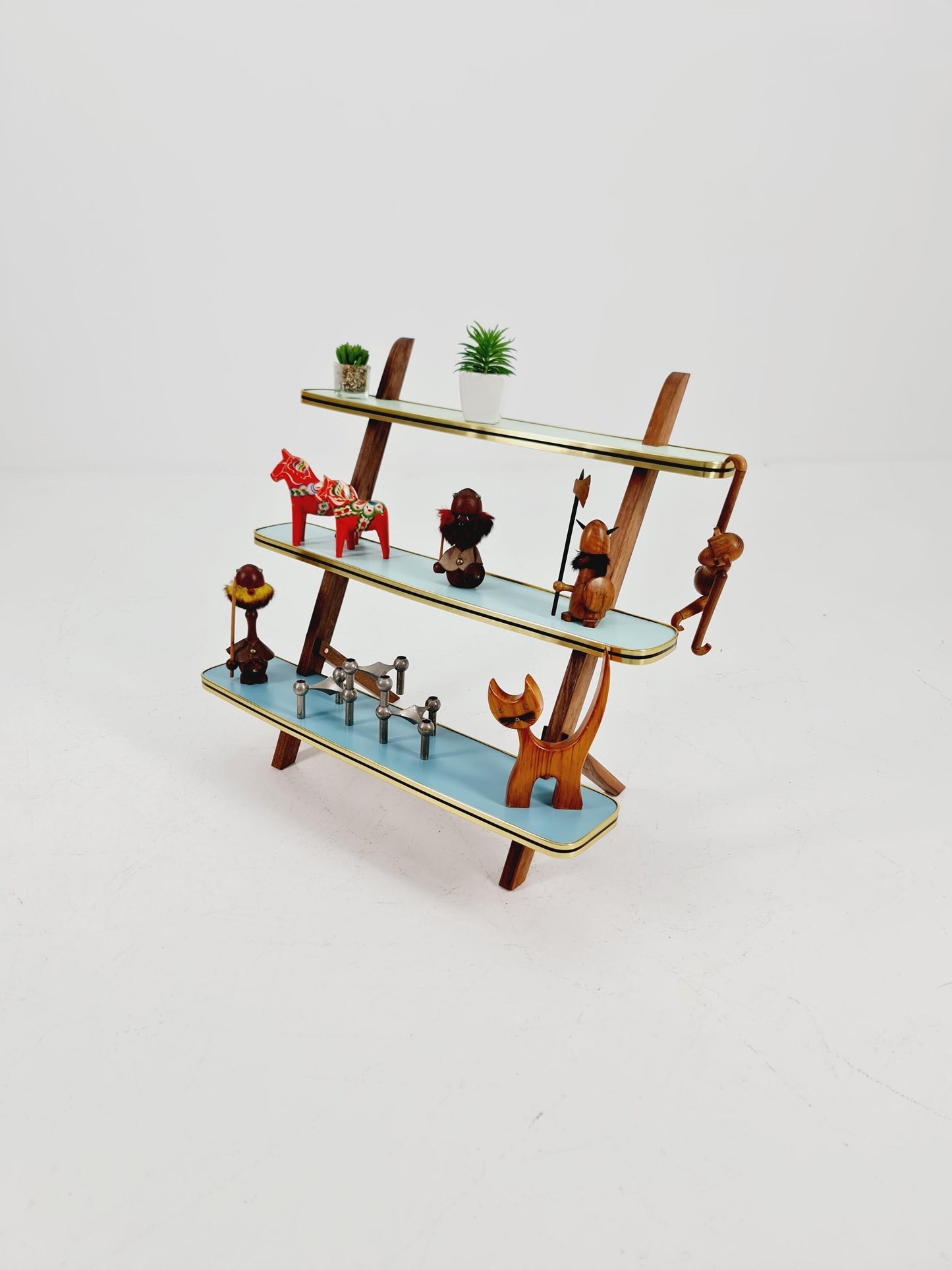 Big 1950s German Plant Stand, Colorful Vintage Mid-Century Minimalist Indoor Plant Stand Side Table Retro flower table