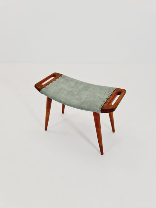 Vintage Danish teak Make up stool ottoman , 1960s