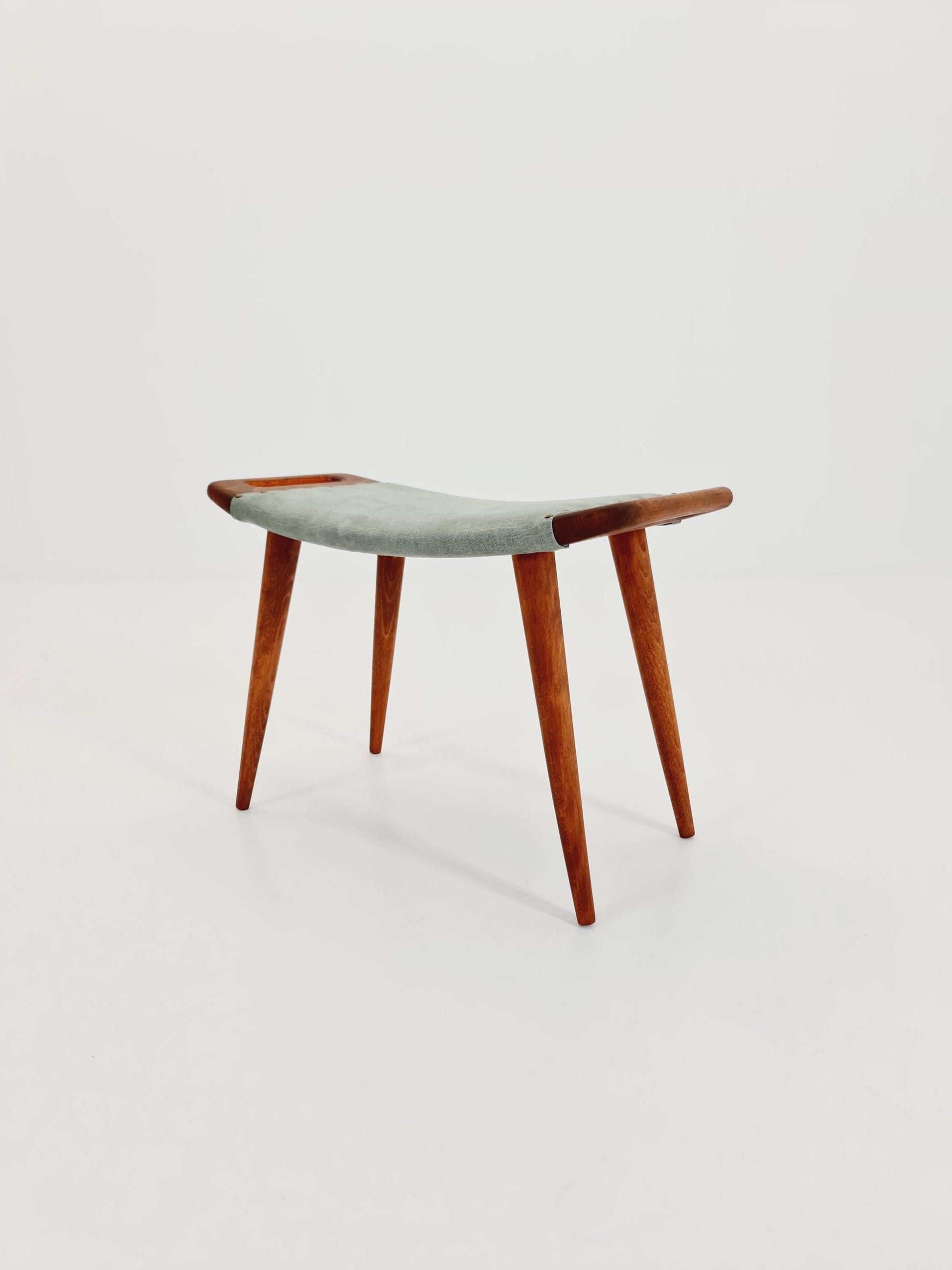 Vintage Danish teak Make up stool ottoman , 1960s