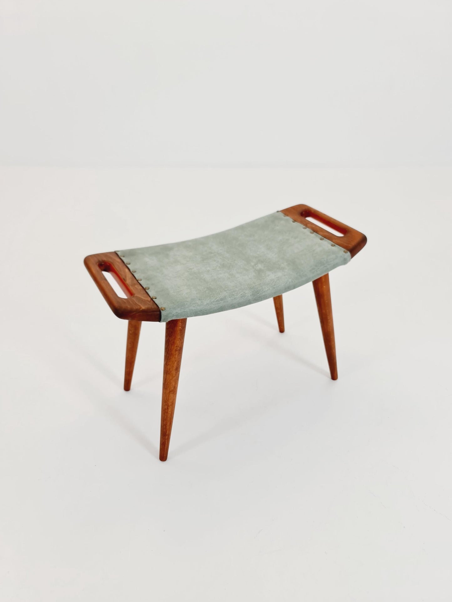 Vintage Danish teak Make up stool ottoman , 1960s