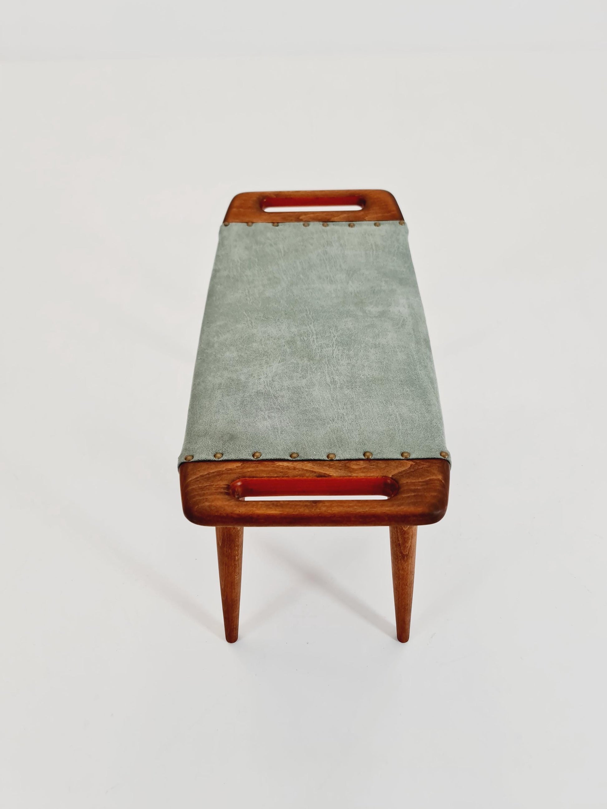 Vintage Danish teak Make up stool ottoman , 1960s