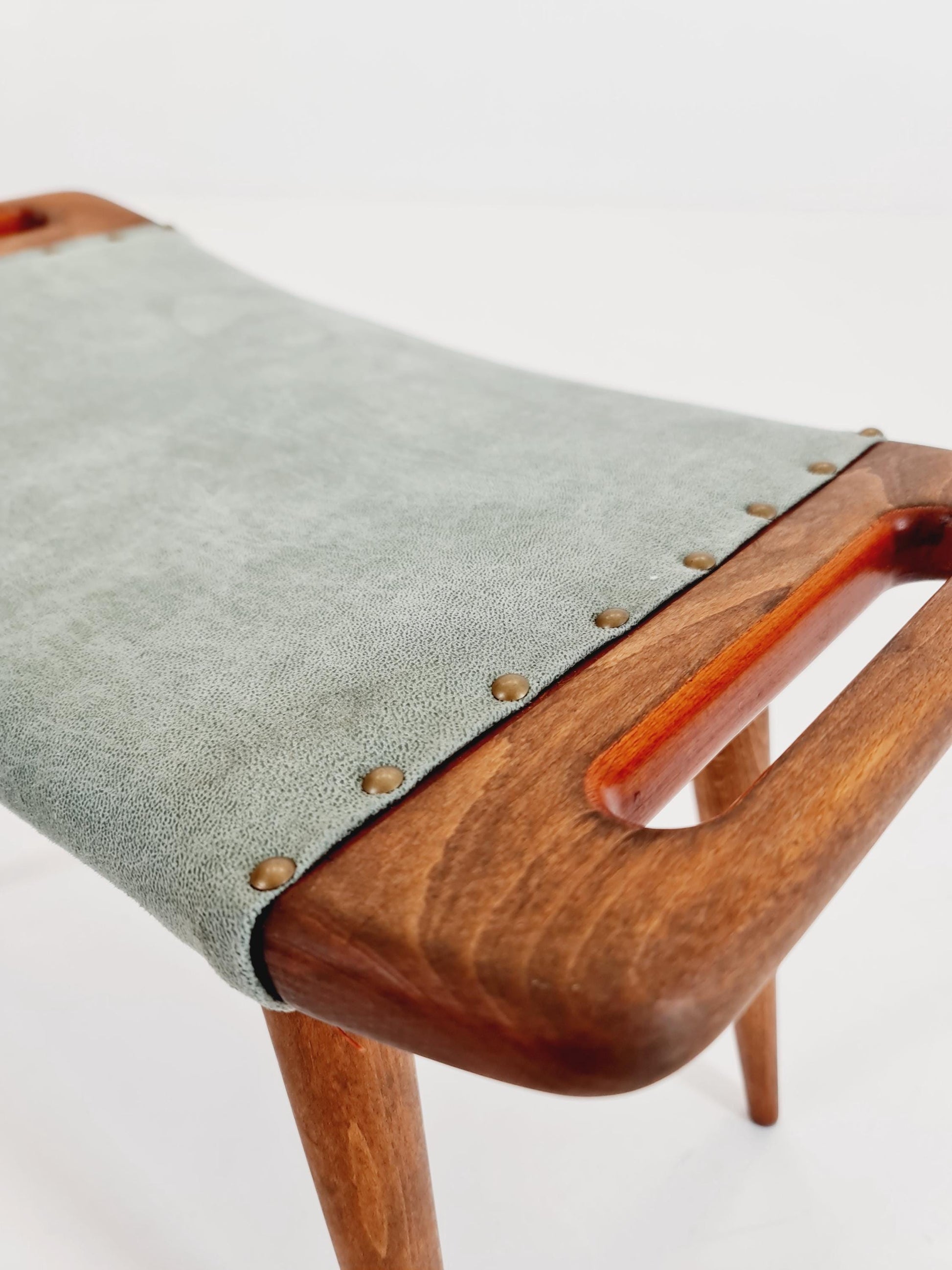 Vintage Danish teak Make up stool ottoman , 1960s